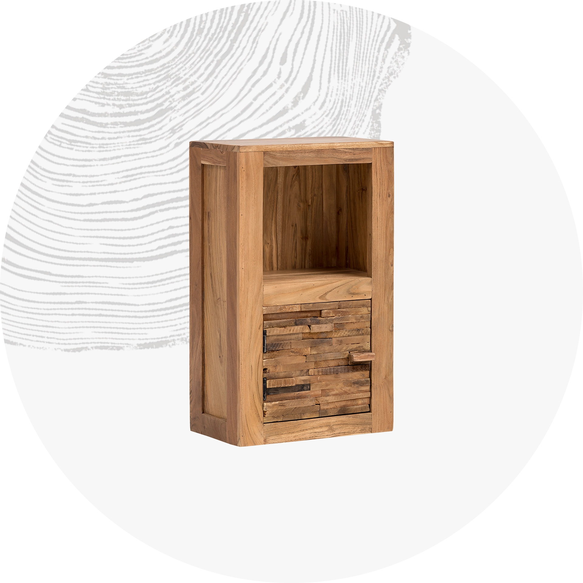 Moderne Hängeschränke aus Holz und Weiß in stilvollem Küchenambiente – verschiedene Fronten und minimalistisches, zeitgemäßes Design