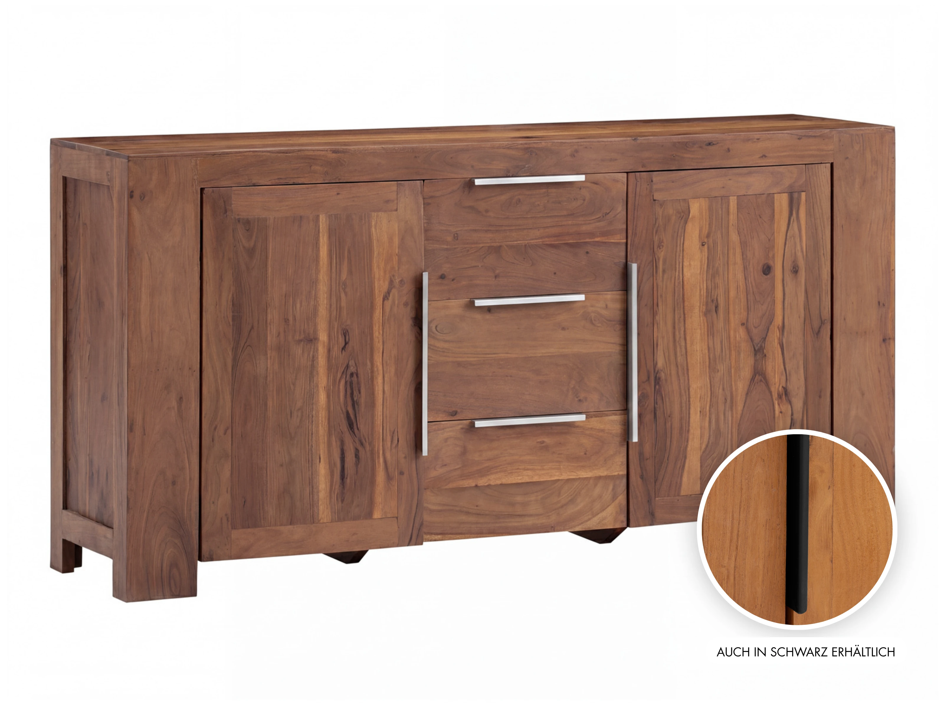 Sideboard Osbon Akazie - Metallgriffe Silber