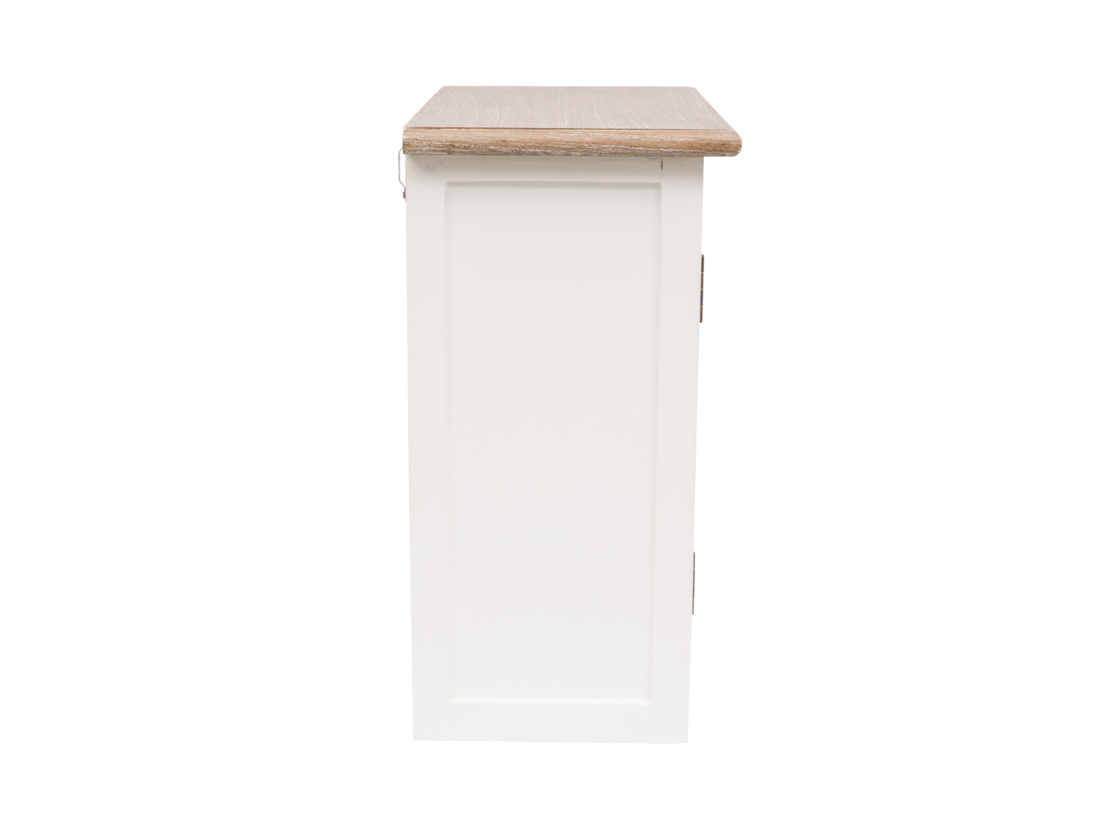 Freisteller: Bad-Hängeschrank Kansas, Seitenansicht – weiß (Paulownia/MDF), 45×51×25?cm, 1 Tür links, kompakt.