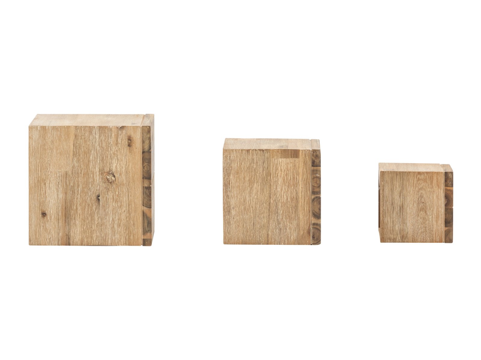 Wandregal Jolo 3er Set Würfel Holz - Akazie 25x25x25 Seitenansicht