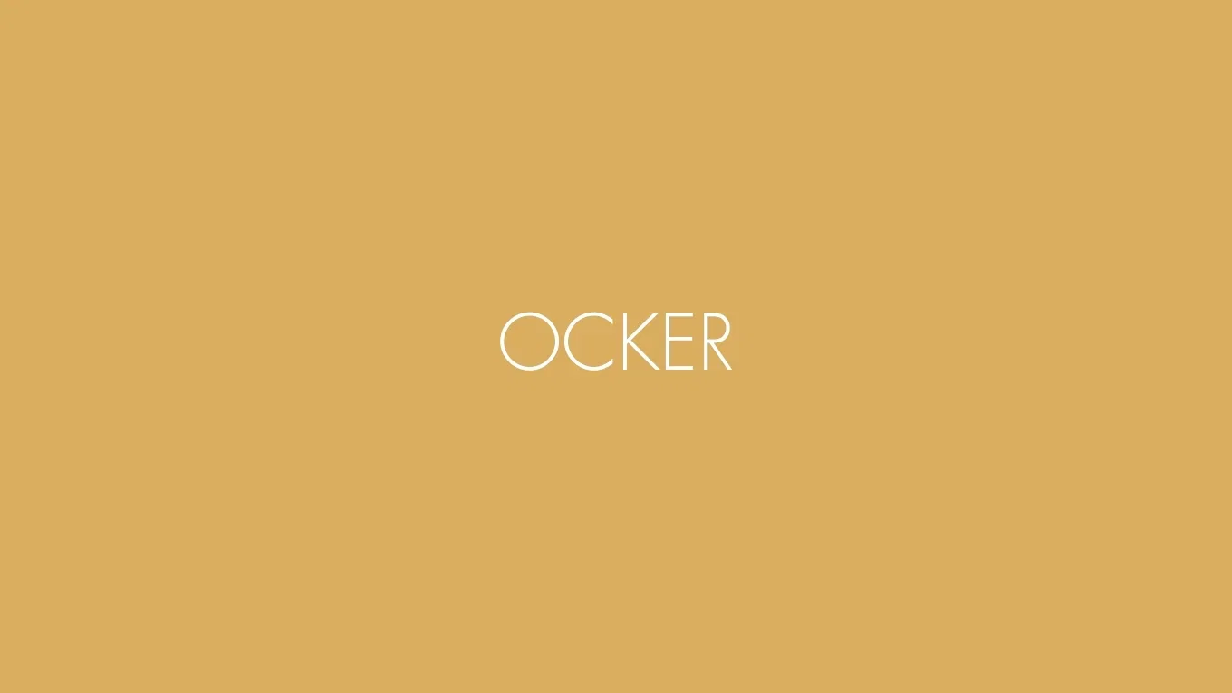 Ockerfarbene Fläche mit der Farbbezeichnung Ocker