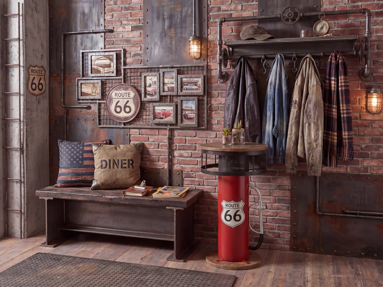 Beistelltisch Route 66 Metall & Holz