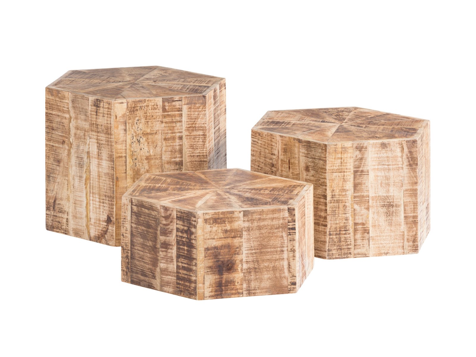 Couchtisch Caribou 3er Set Couchtisch Caribou 3er Set Holz - Mango 50x45x50 Schrägansicht