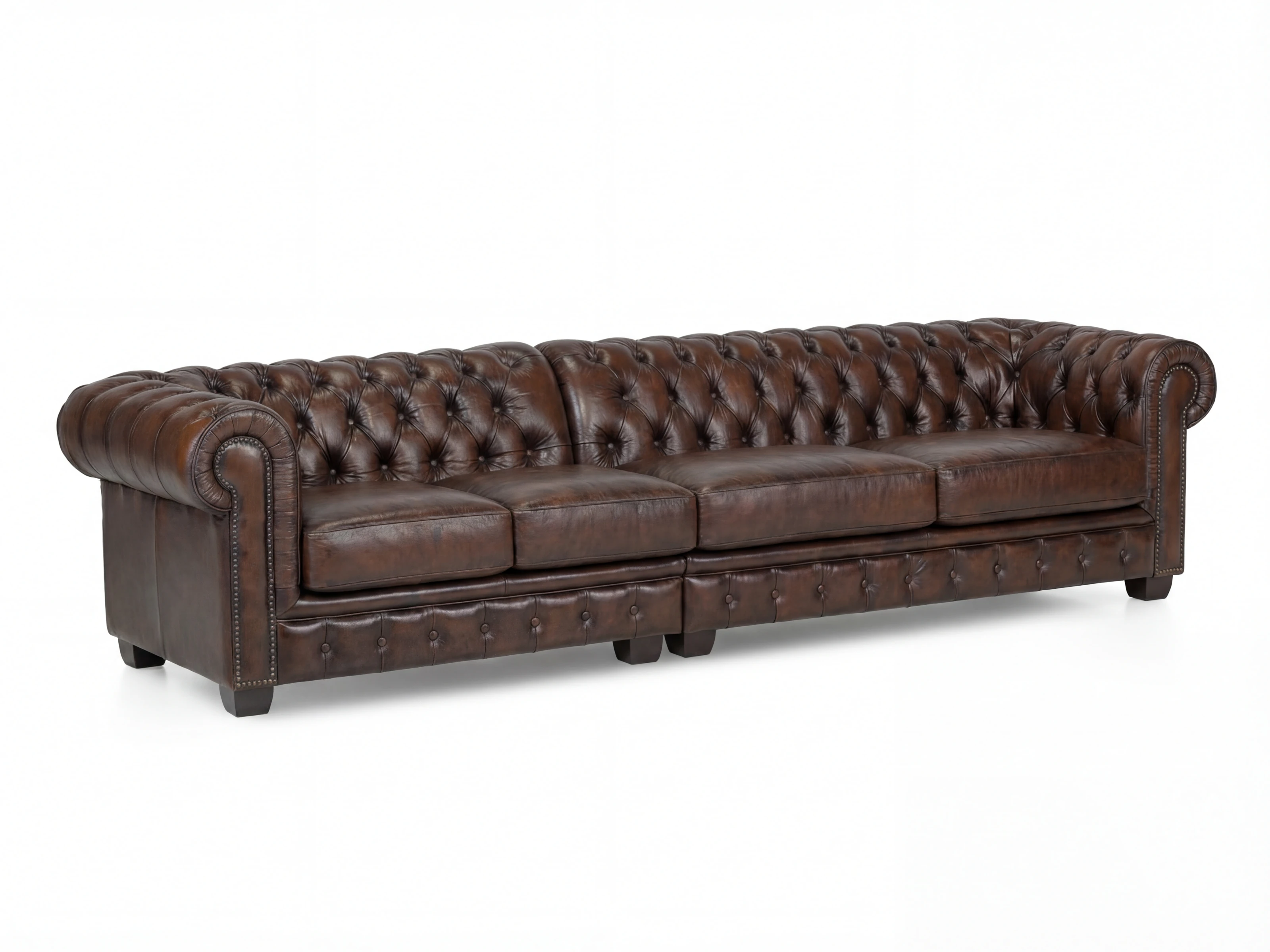 Sofa Chesterfield 5-Sitzer Echtleder braun
