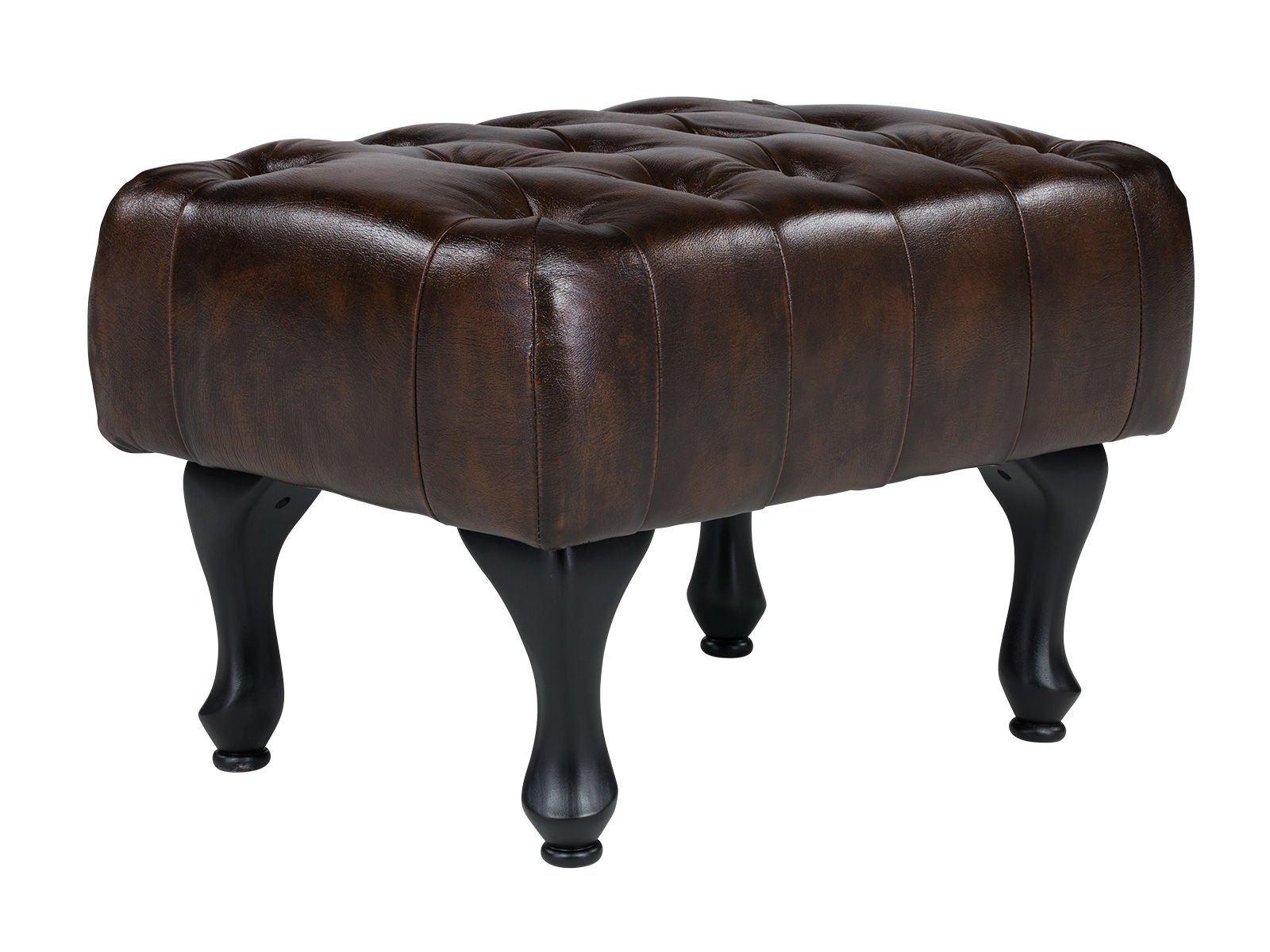 Hocker Chesterfield Pittsfield Echtleder braun 60x42x45 Schrägansicht