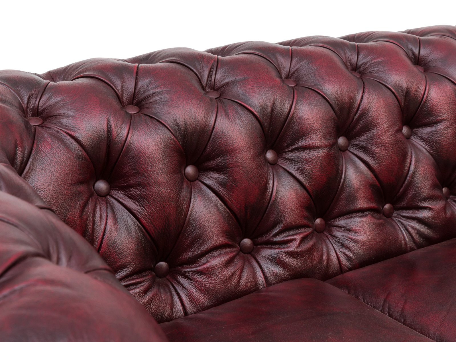 Sofa Chesterfield 4-Sitzer Echtleder rot 268x72x100 Detailbild 2