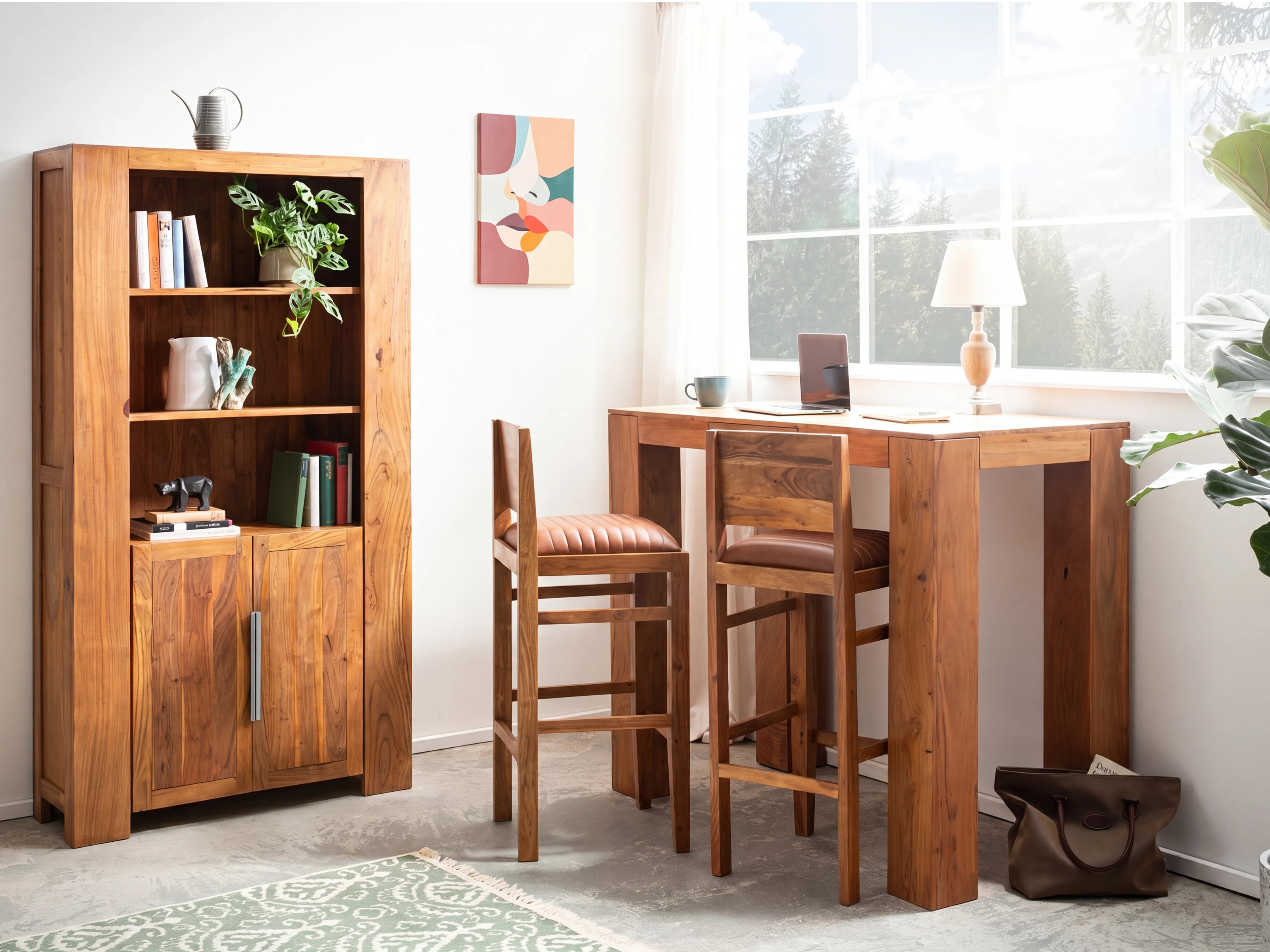 Bücherregal Osbon Akazie - Metallgriffe Silber