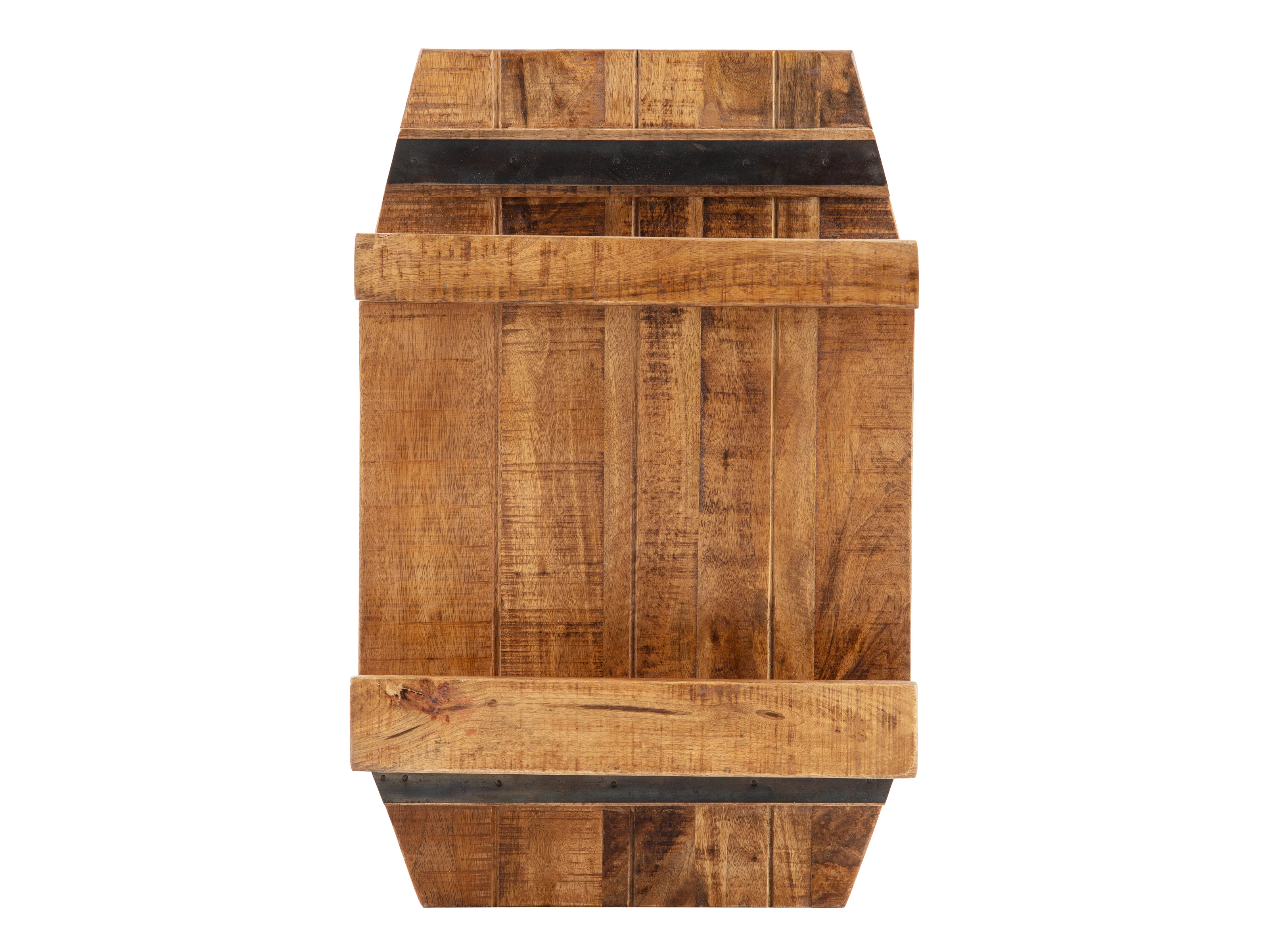 Frontansicht Freisteller: Wandregal Barrel aus braun lackiertem Holz, B45×H70×T18 cm