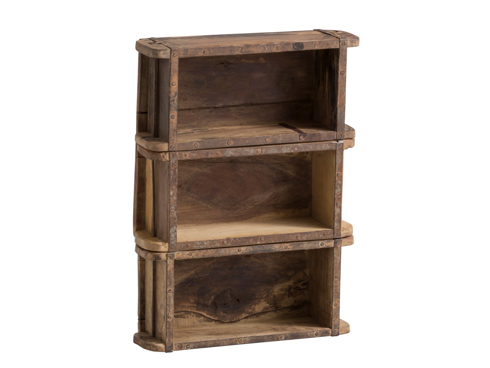 Dekokiste Ziegelform 3er Dekokiste Ziegelform 3er Holz - Altholz 33x44x10 Schrägansicht