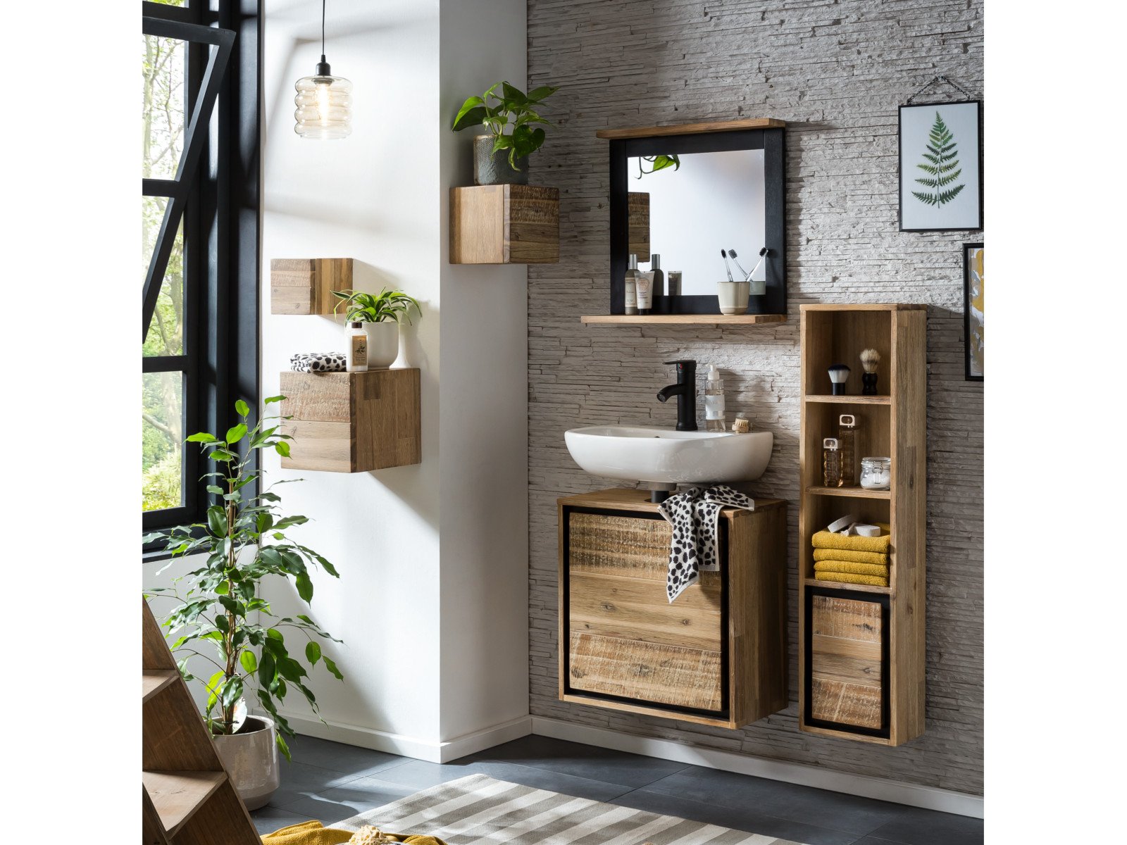 Wandregal Jolo 3er Set Würfel Holz - Akazie 25x25x25 Ambiente