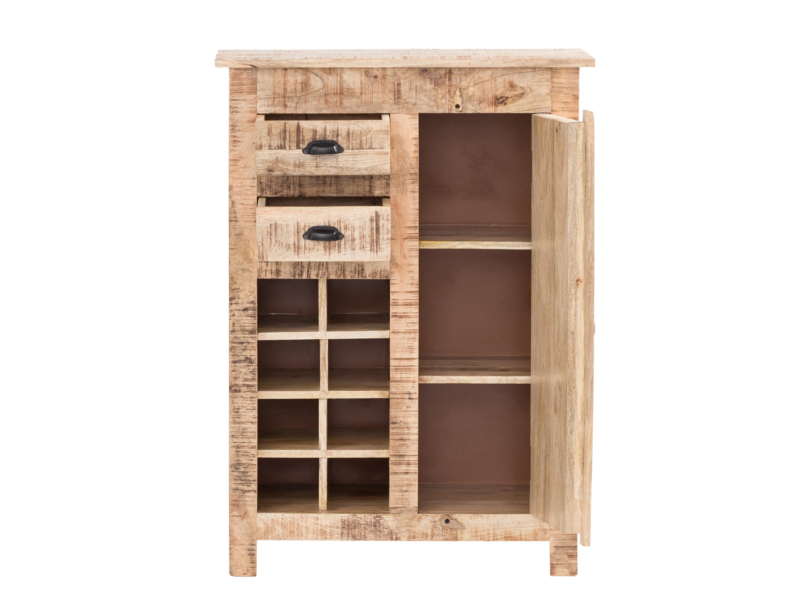 Highboard Caribou  Holz - Mango 77x108x42 Frontansicht geöffnet