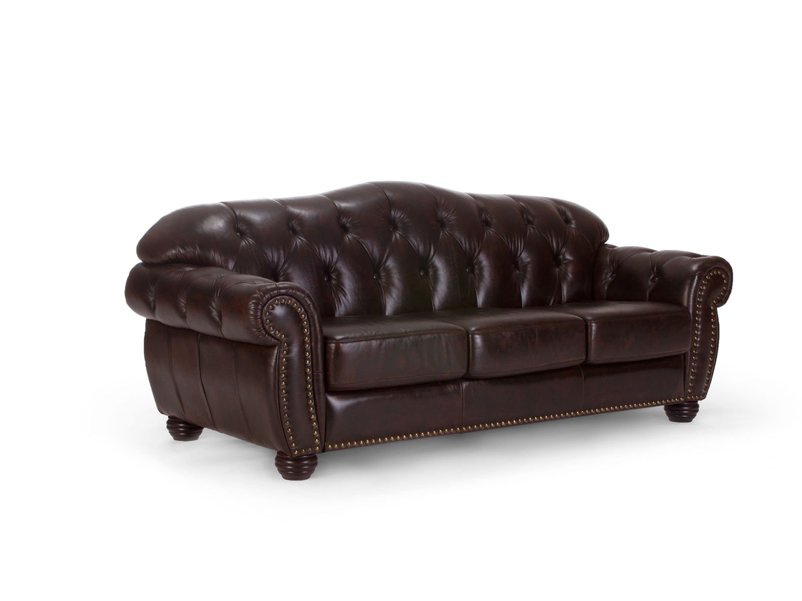Sofa Chesterfield Hereford 3-Sitzer Echtleder braun Sofa Chesterfield Hereford 3-Sitzer Echtleder braun 224x94x96 Schrägansicht