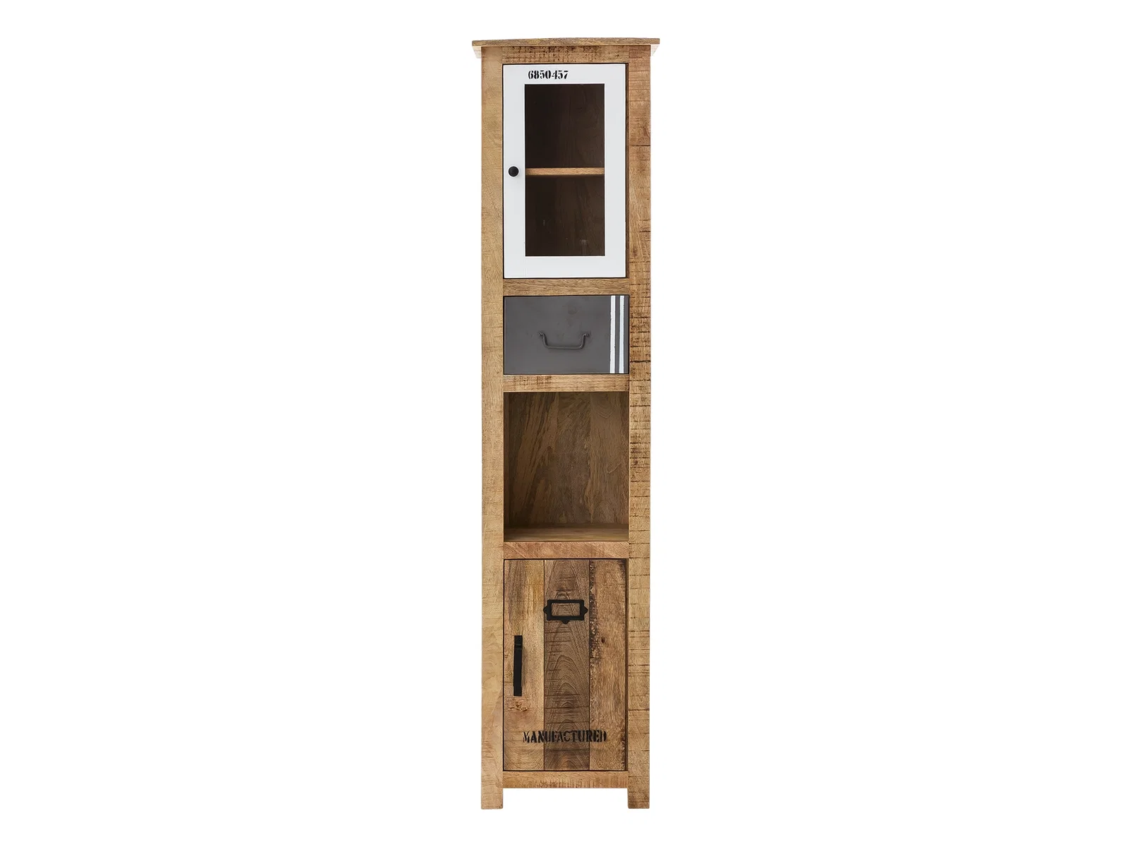 Moderner Hochschrank aus Holz in minimalistischer Küche/Wohnraum, helle Holzoptik, schlichte Türen und viel Stauraum