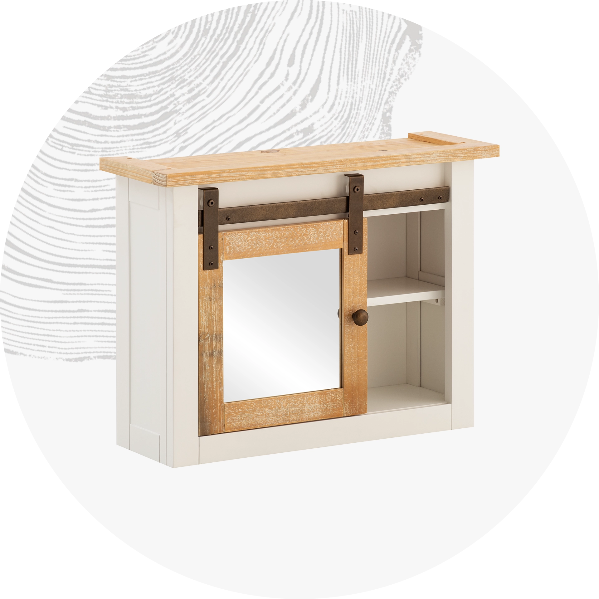 Moderner Spiegelschrank als Produktfoto, Badezimmerspiegel mit Spiegeltüren, schlichtes Design für Badmöbel-Katalog