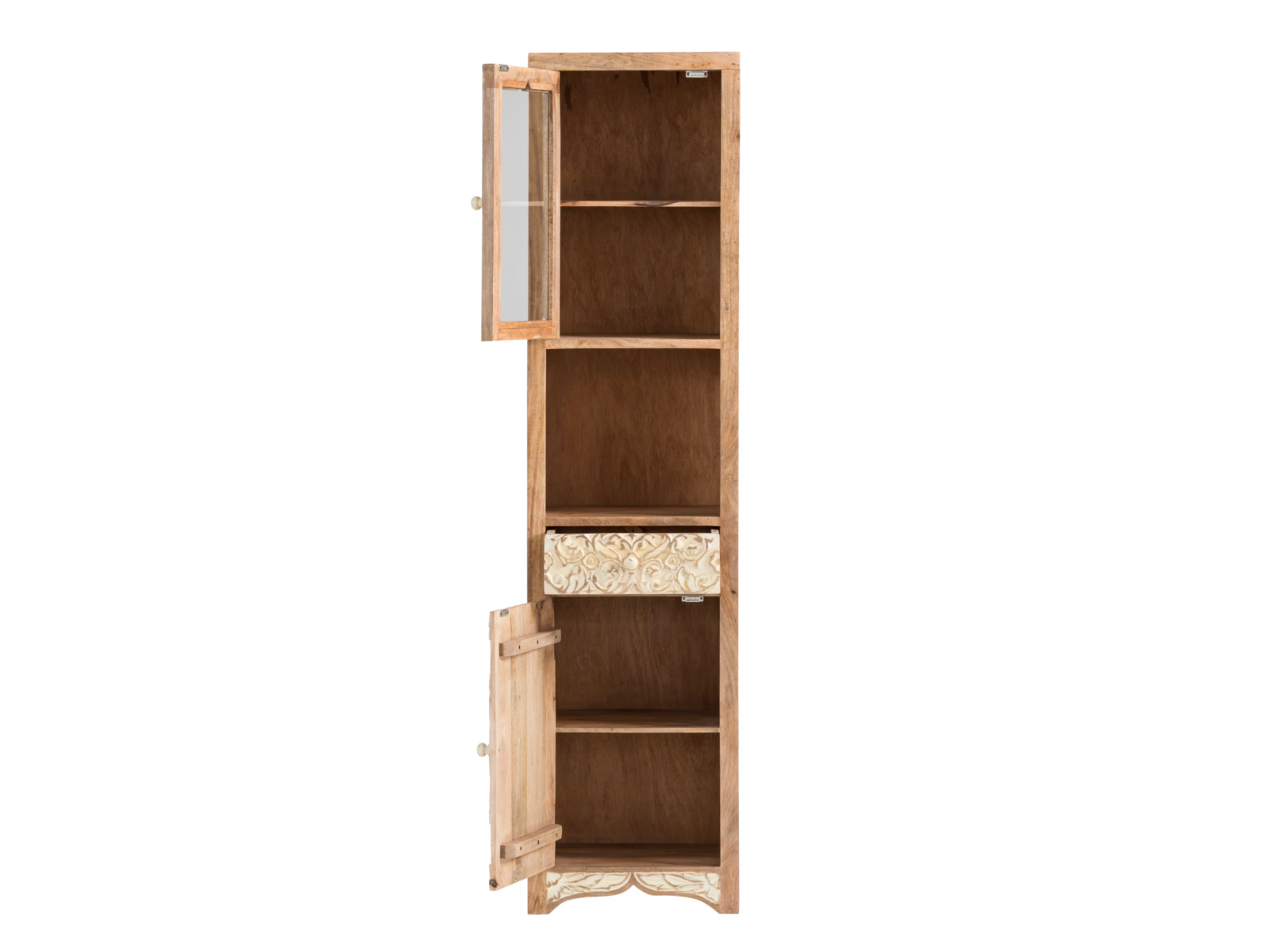 Hochschrank Delhi Holz - Mango 45x185x35 Frontansicht geöffnet