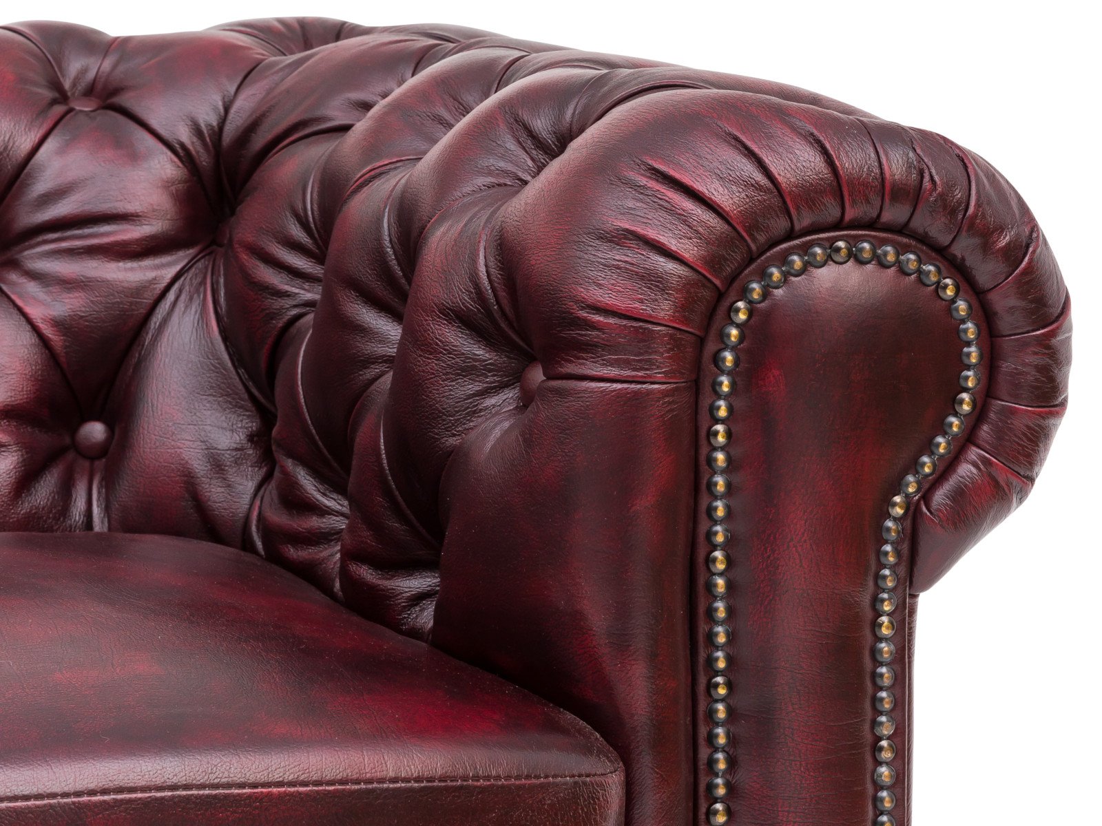 Ecksofa Chesterfield III rot Echtleder 294x74x294 Detailbild