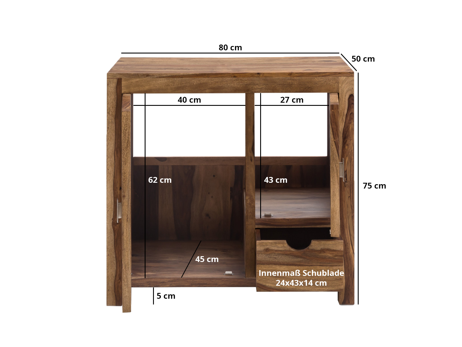 Badmöbel Set Laros Akazie – Waschtisch 80 cm