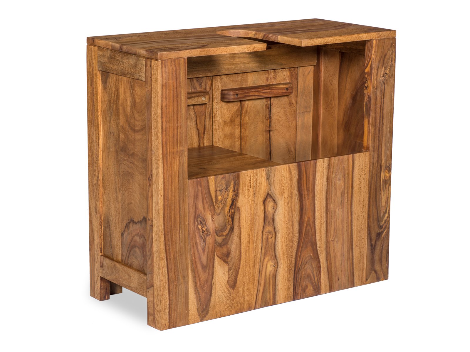 Waschbeckenunterschrank Leeston Holz - Palisander 67x61x30 Rückansicht