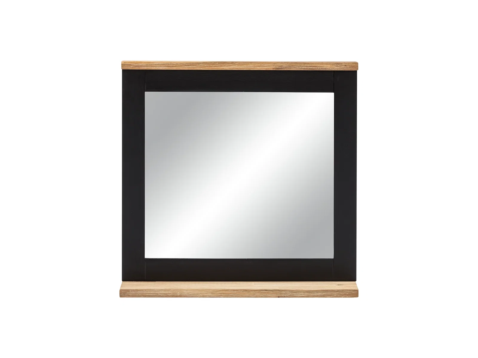 Spiegel mit schmaler Ablage aus Massivholz, minimalistischer Wandspiegel für Flur oder Bad, rustikal-moderner Look