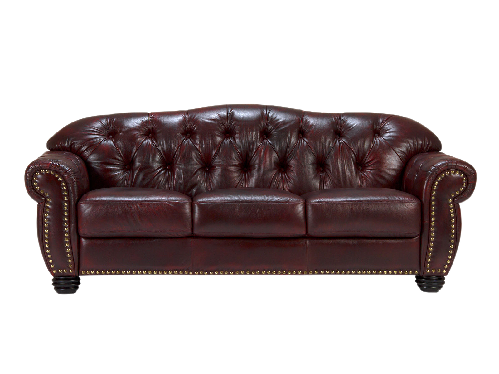 Sofa Chesterfield Hereford 3-Sitzer Echtleder rot 224x94x96 Frontansicht