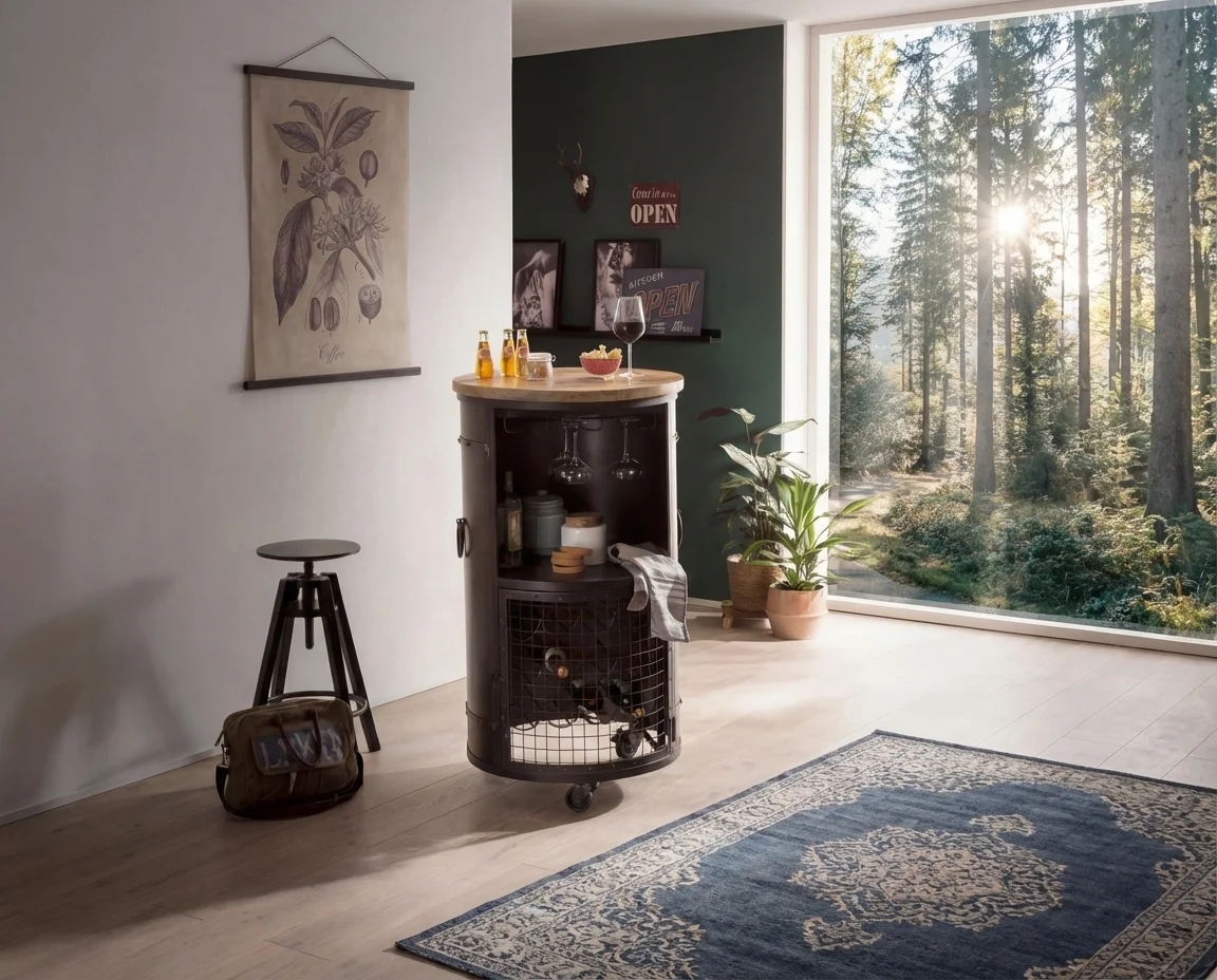 Schwarzer Holzstuhl mit gepolsterter Sitzfläche an weißem Tisch, modernes Esszimmer-Ambiente mit Pflanzen und Deko