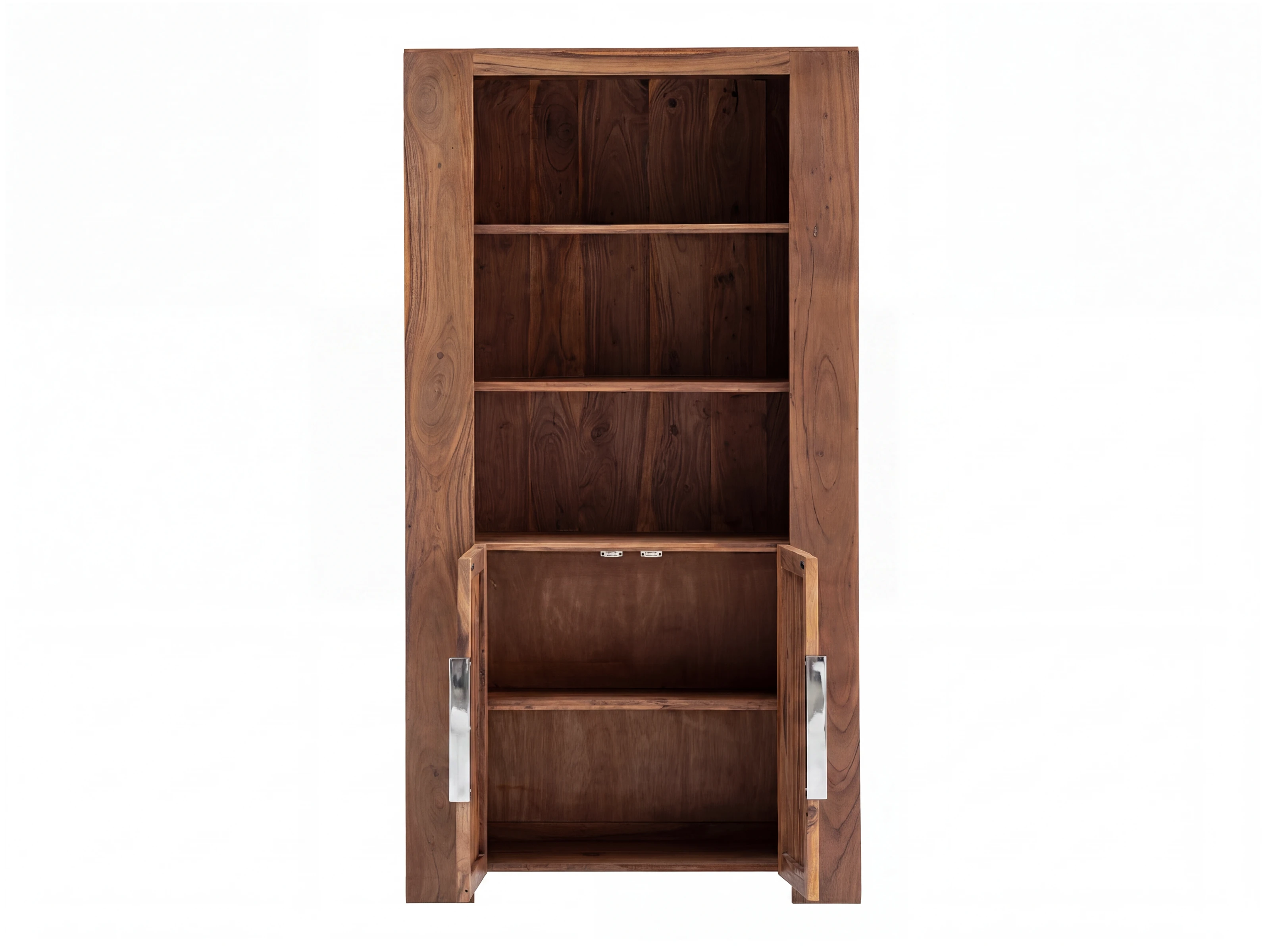 Bücherregal Osbon Akazie - Metallgriffe Silber