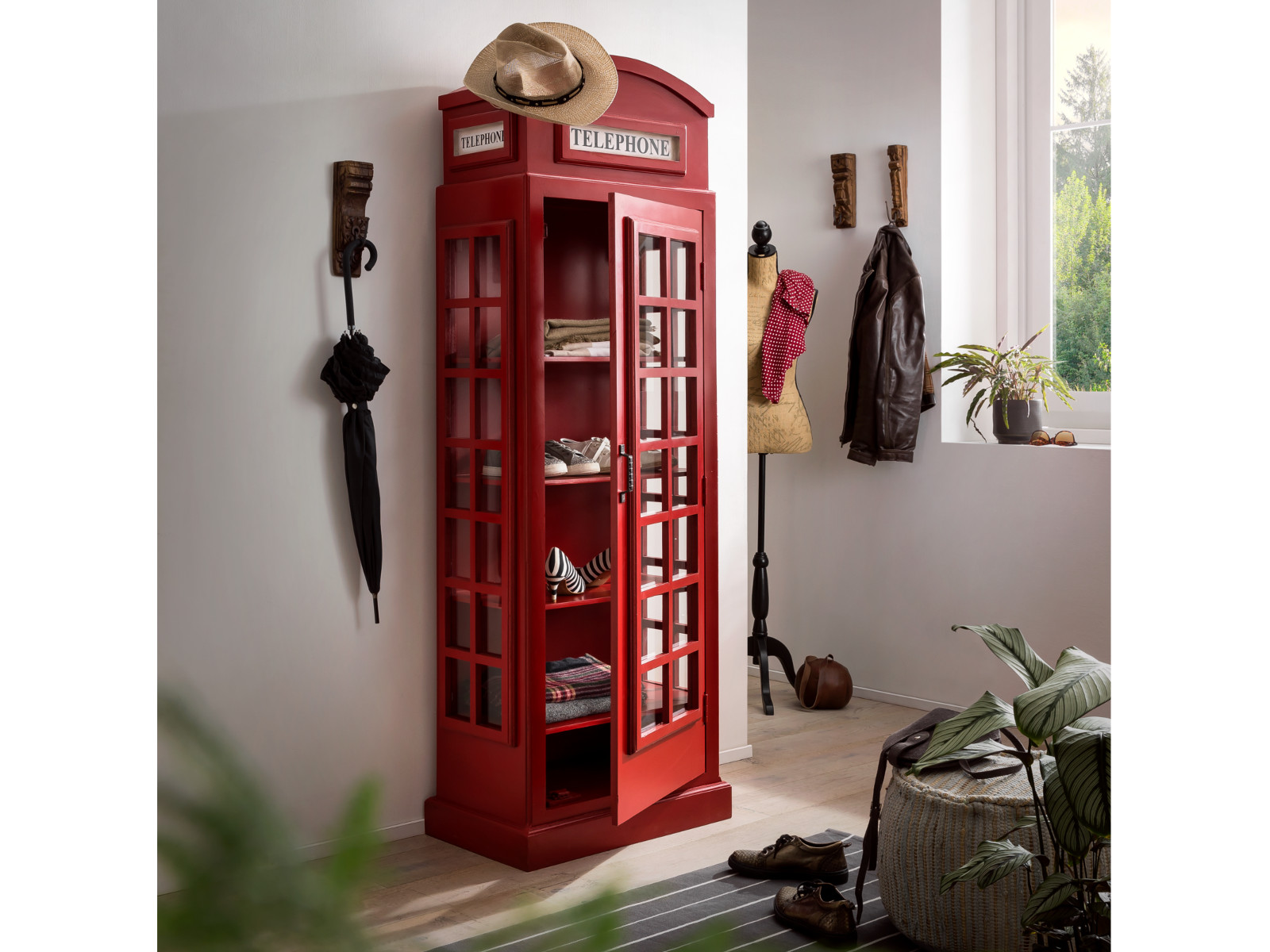 Vitrine Telefonzelle rot Vitrine Telefonzelle rot