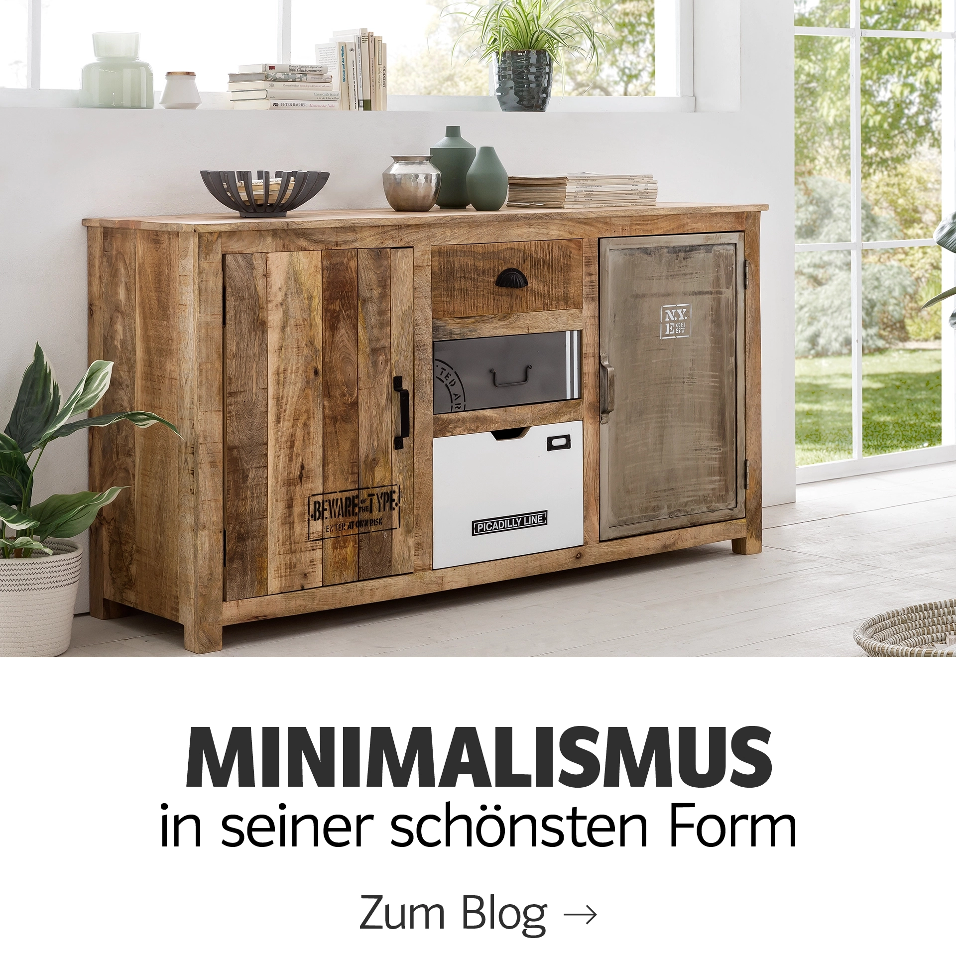 Kachel "Minimalismus" mit schlichtem, modernem Möbelmotiv in neutralen Farbtönen und puristischem Design