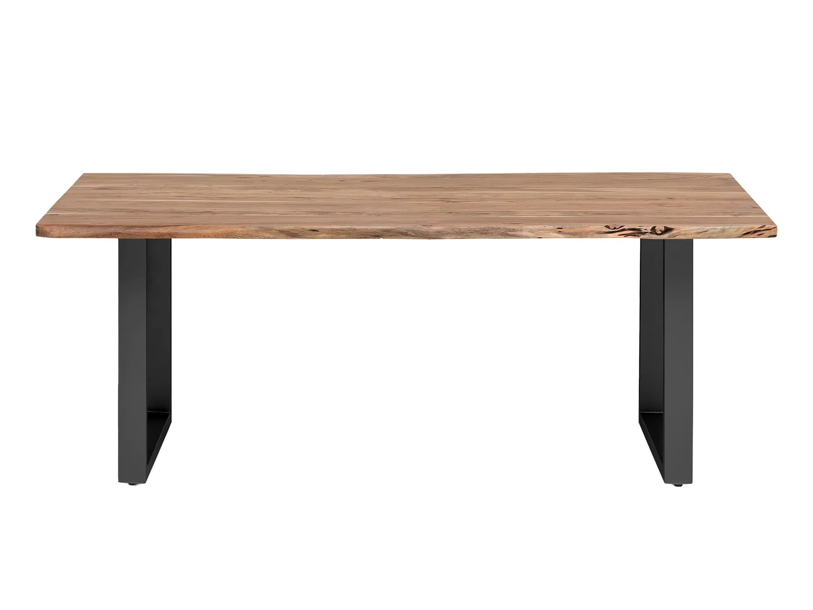Mehrere moderne Holztische (Esstische) in hellem Studio‑Ambiente, naturfarbene Oberflächen und minimalistische Beine.