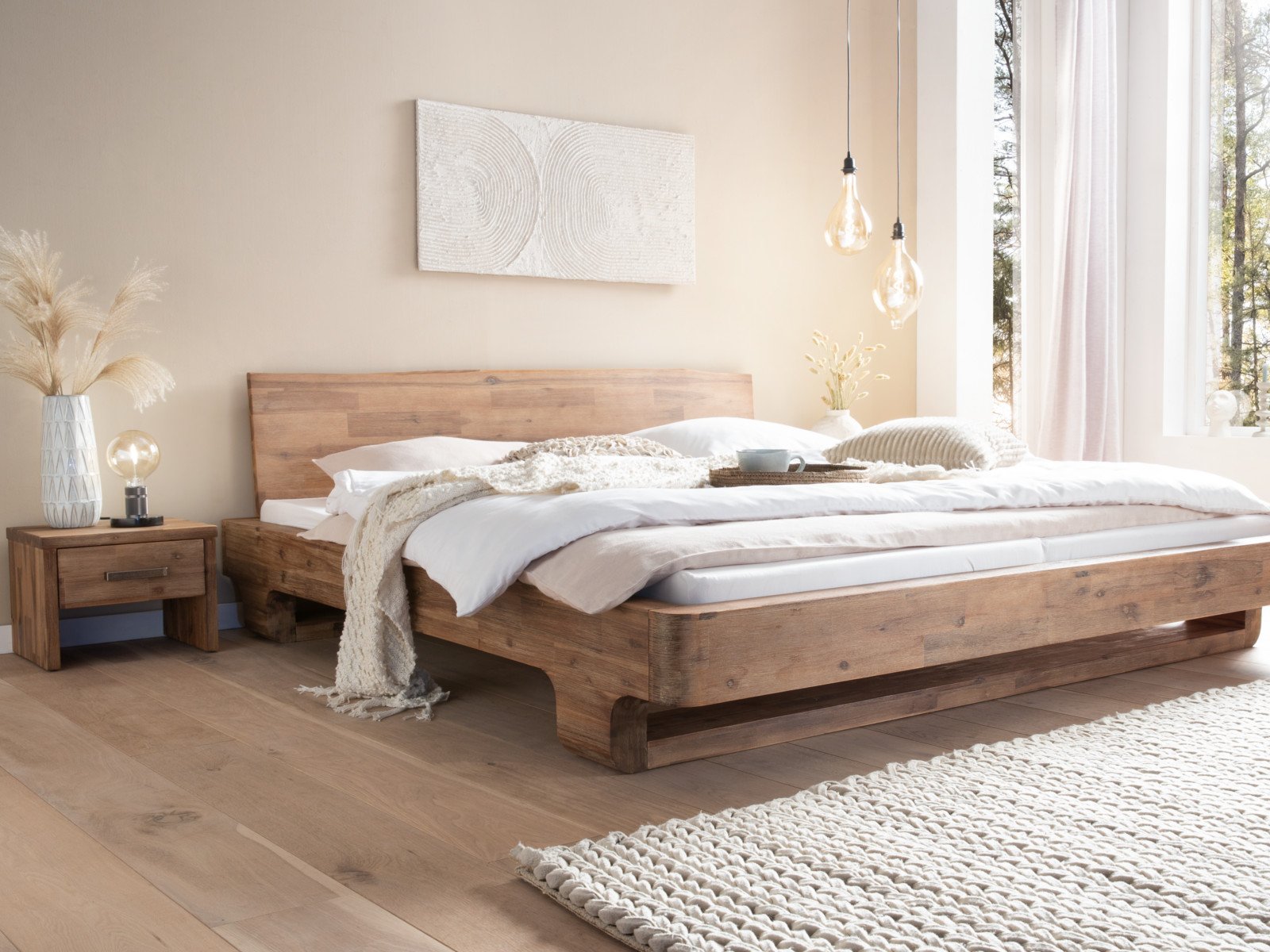 Holzbett Sendai Akazie gebürstet