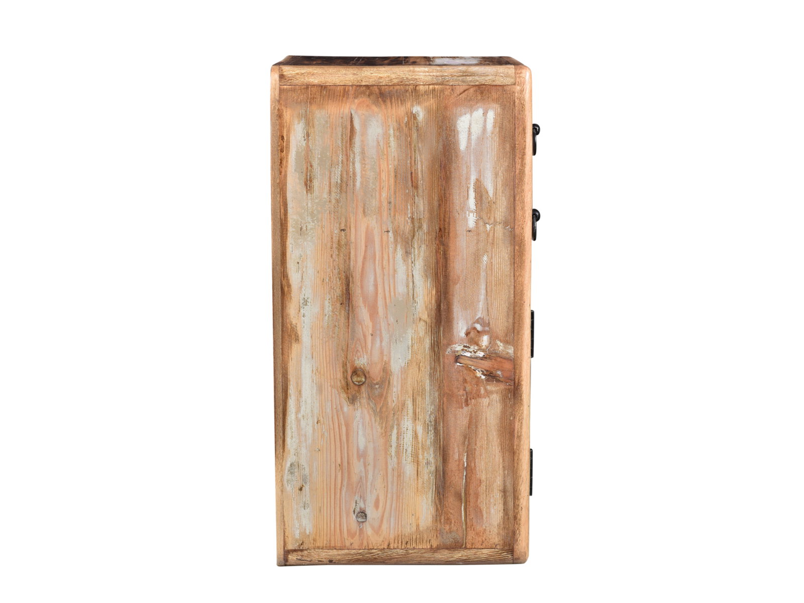Frontansicht: Bad-Unterschrank Kalkutta, lackiertes Recycling-Hartholz, mehrfarbig, 35×70×35 cm, 1 Tür, 2 Schubladen.