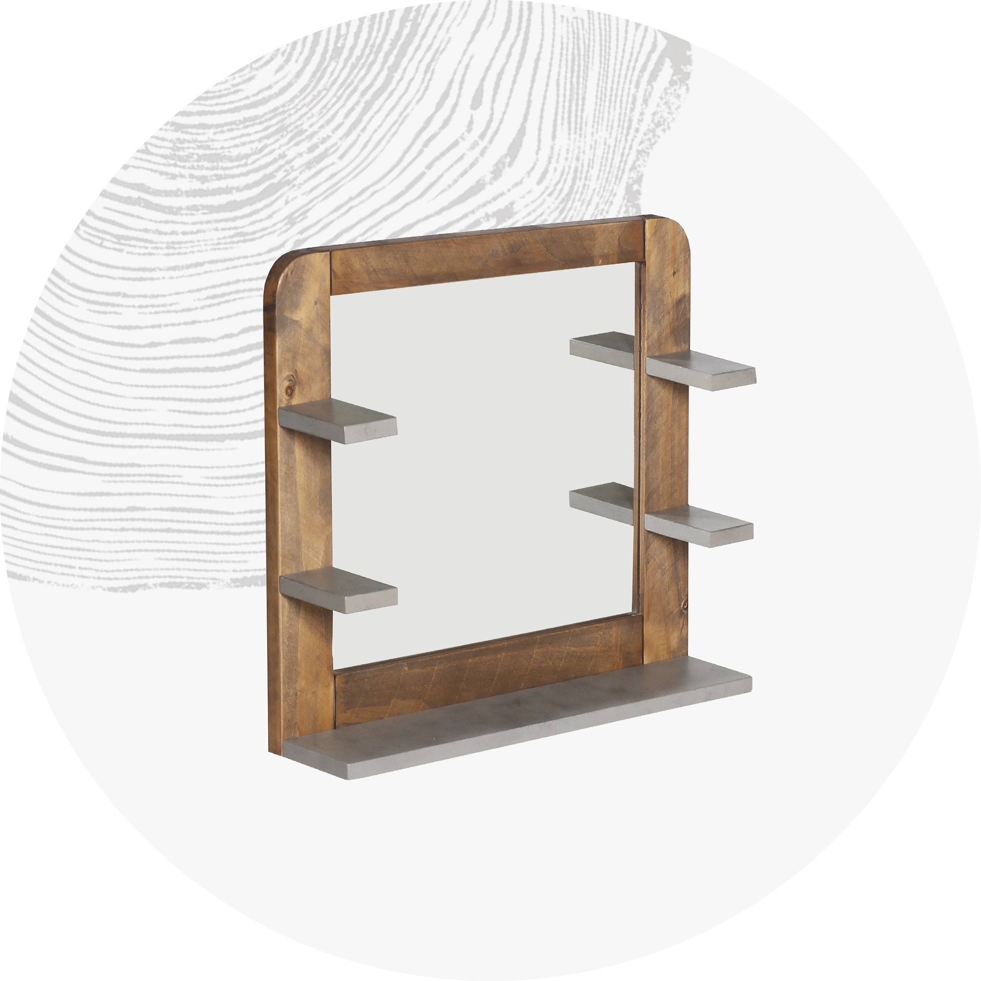 Wandspiegel mit integrierter Holzablage, minimalistisches Design für Flur oder Badezimmer, naturholz-Optik