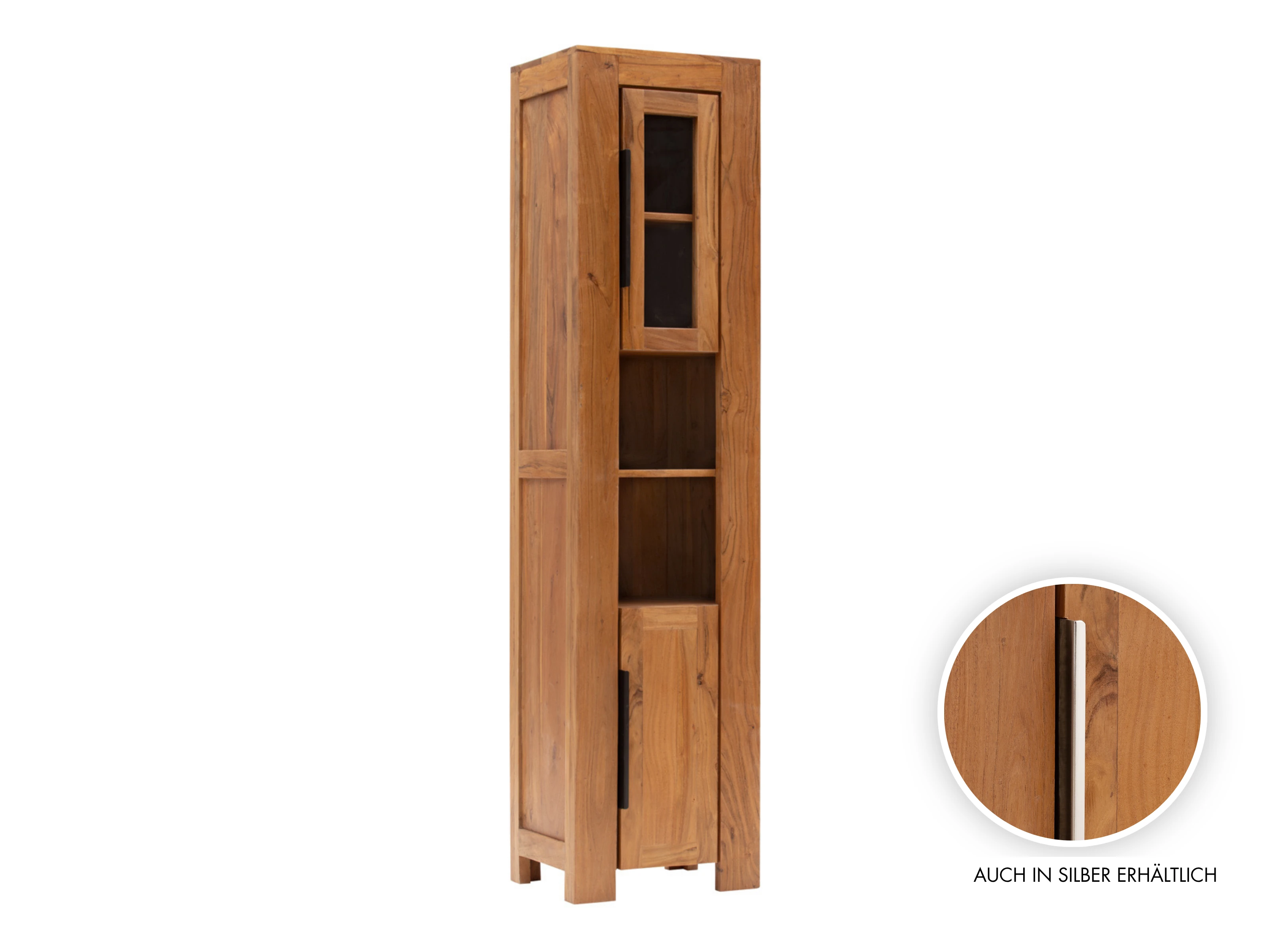 Hochschrank Osbon Akazie - Metallgriffe Schwarz