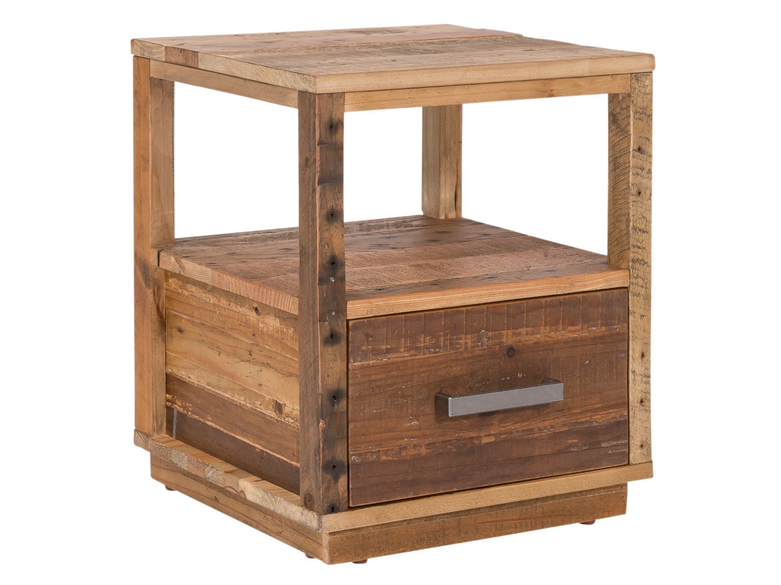 Nachttisch Woodville Pinie Holz - recycelte Pinie 40x50x40 Schrägansicht