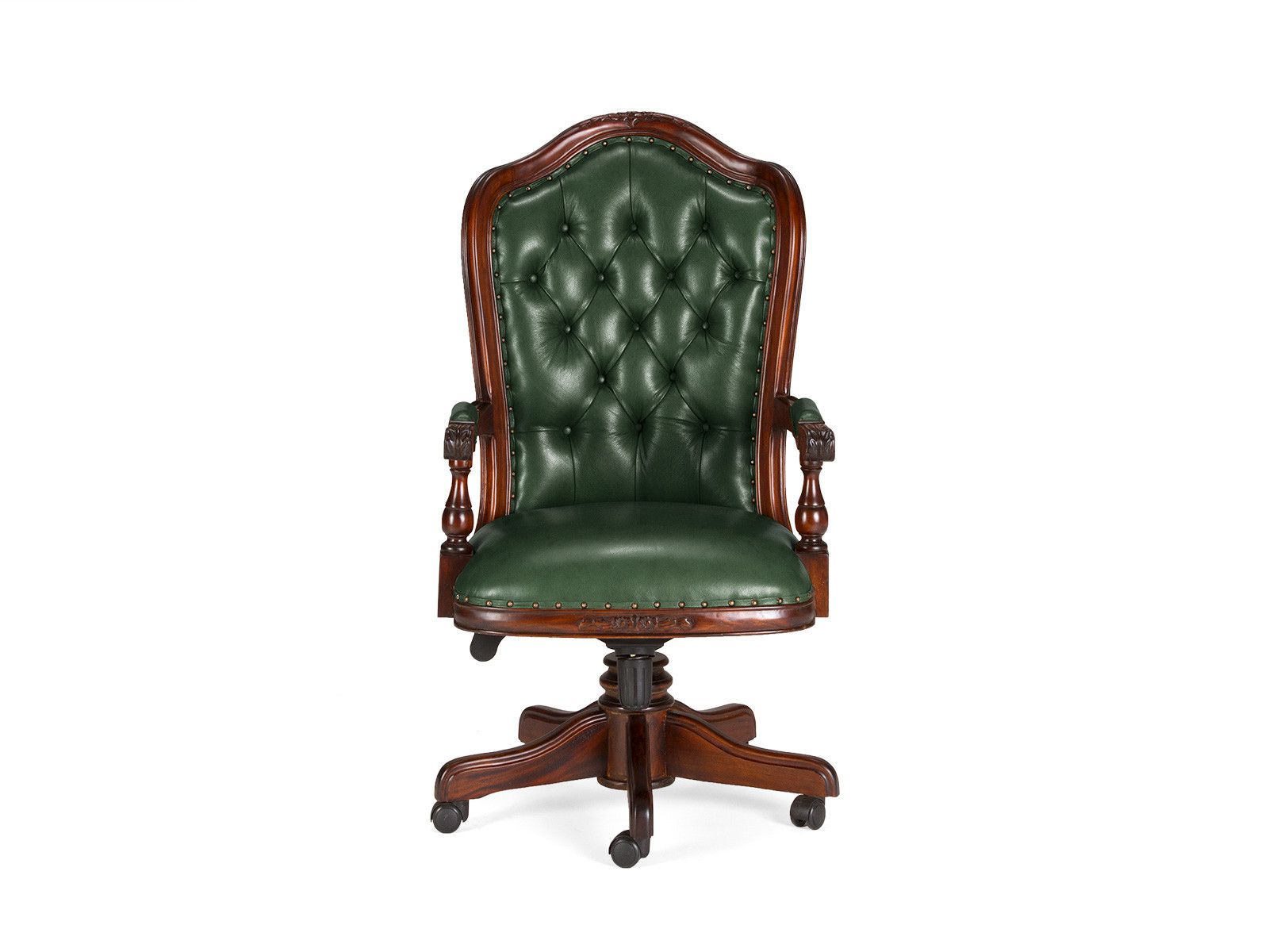 Bürosessel Cambridge II grün Holz - Mahagoni 65x119x57