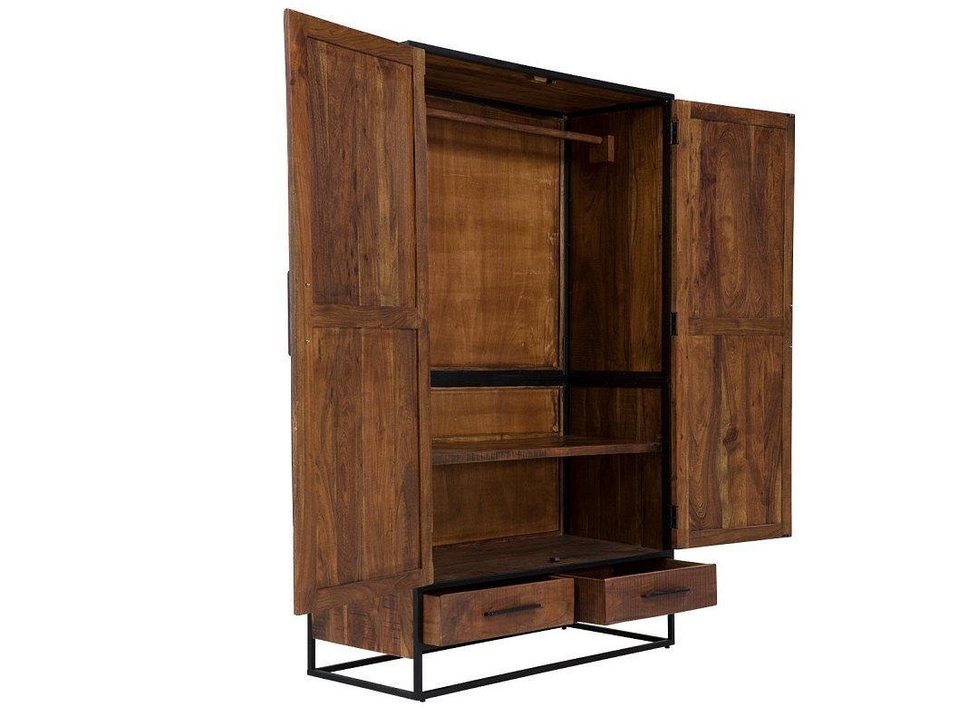 Kleiderschrank aus warmem Naturholz in modern-minimalistischem Ambiente, glatte Fronten und dezente Holzmaserung für einen zeitlosen Schlafzimmer-Look