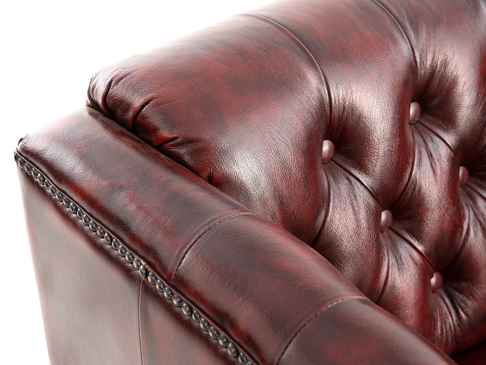 Sessel Chesterfield Dover Echtleder rot 84x80x84 Detailbild