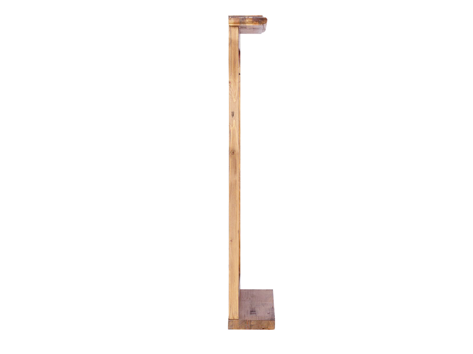 Badspiegel Rangun – Freisteller Seitenansicht des rechteckigen, lackierten Holzrahmens aus recycelter Pinie; Maße 70×77×12 cm