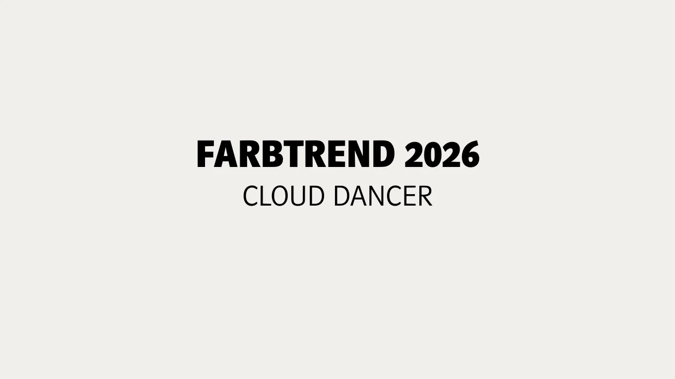 Banner mit Text „Farbtrend 2026“ – moderne Trendfarben und Farbpalette für Interior und Wohnen, inspirierende Moodgrafik.