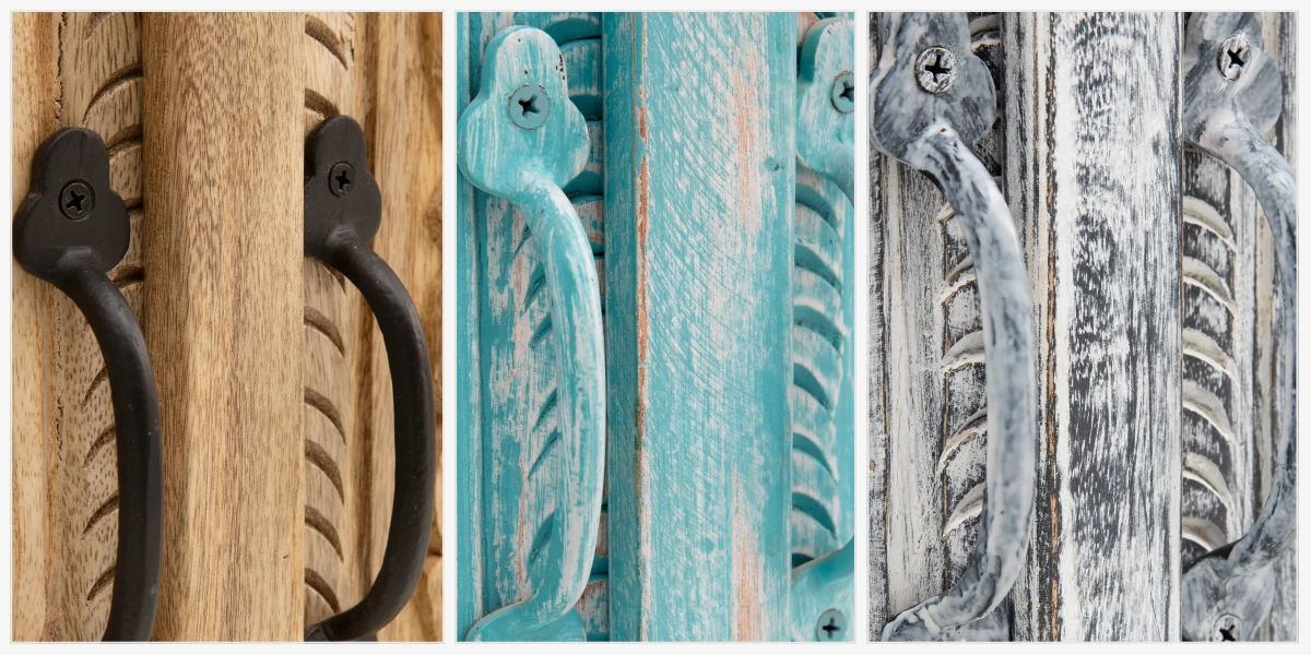 Detailaufnahme der Santa Cruz Holzoberfläche mit warmem Holzton, sichtbarer Maserung und feiner Kantenverarbeitung