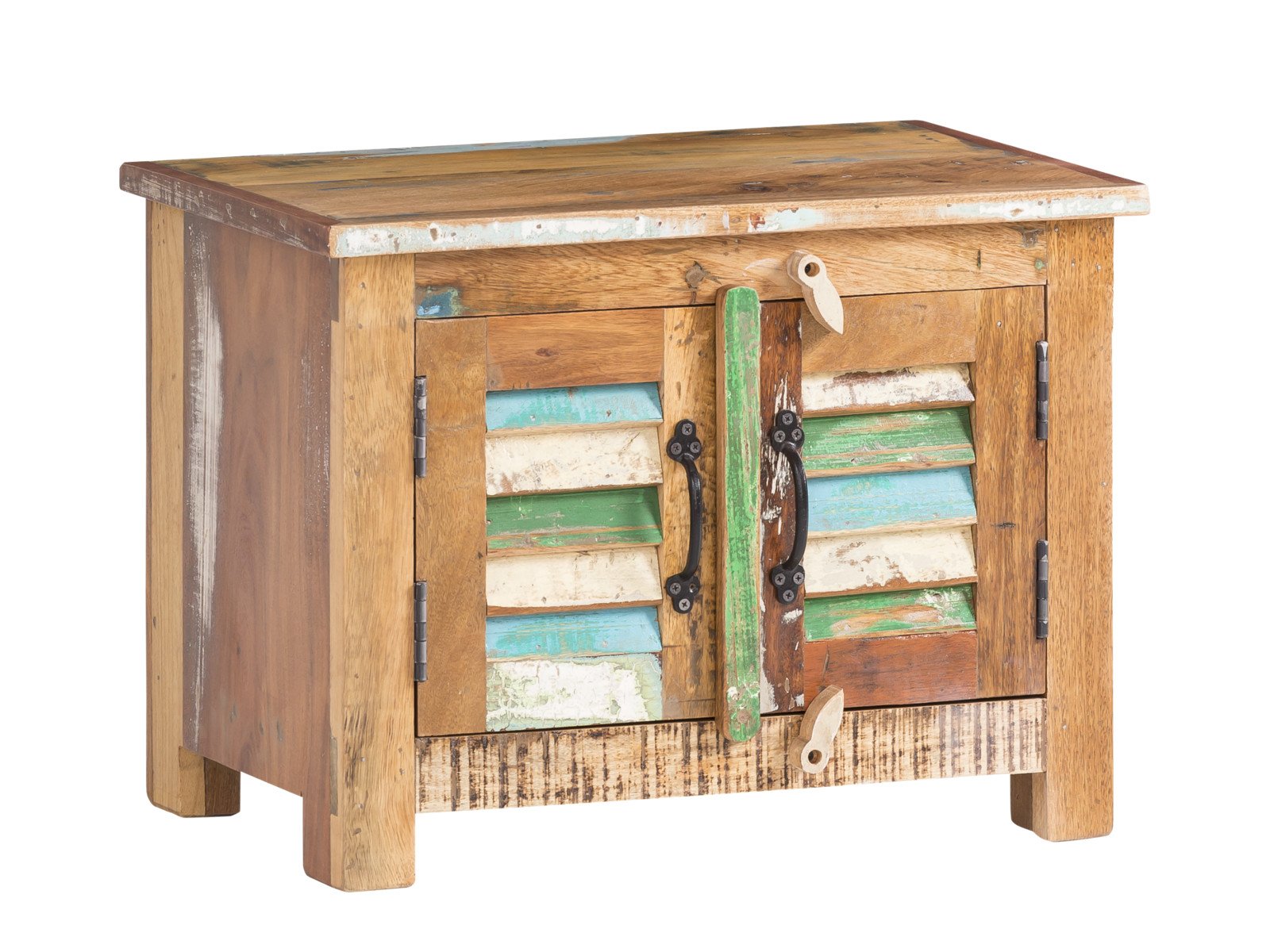 Sitzbank Wakefield Holz - recyceltes Hartholz 60x45x38 Schrägansicht