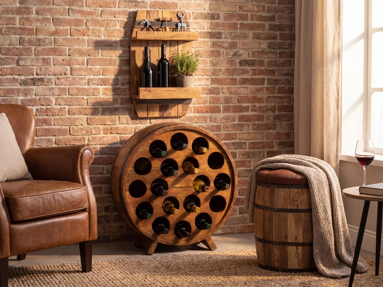 Weinregal Barrel Mangoholz - Fassdesign