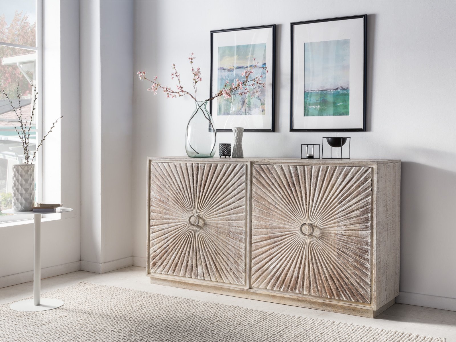 Sideboard Sambia Holz - Mango 163x87x41 Seitenansicht