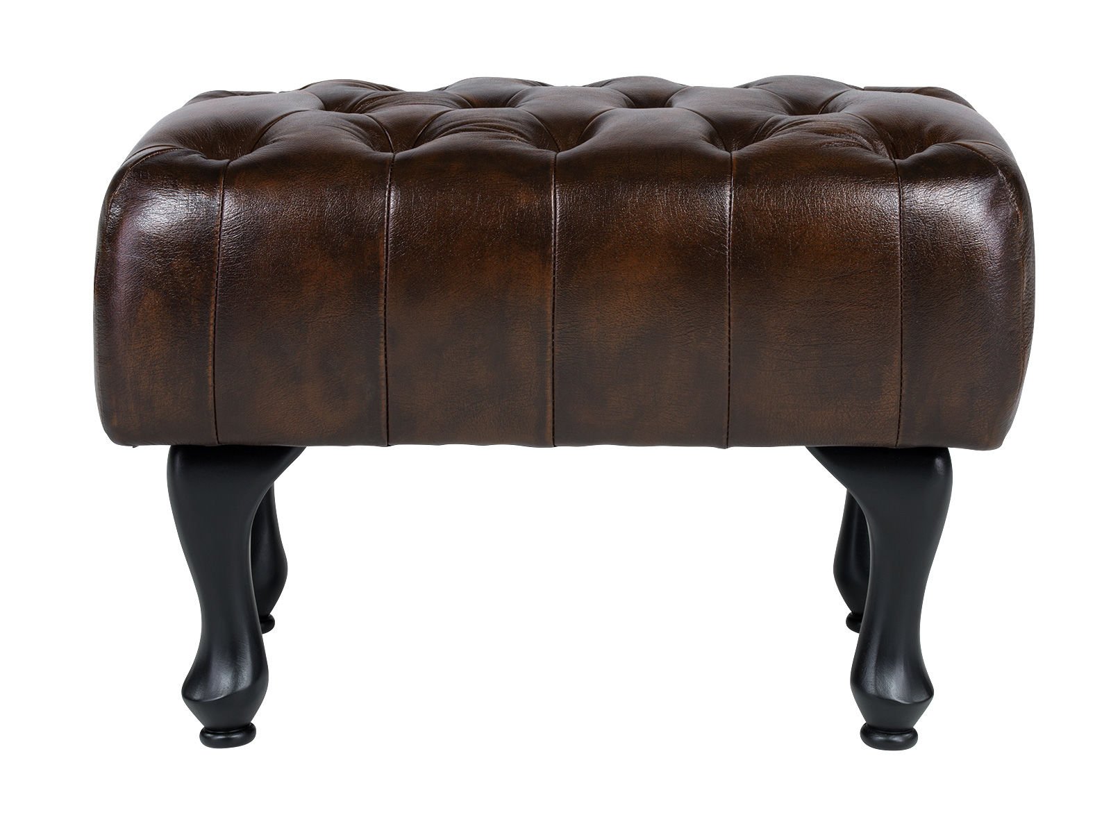 Hocker Chesterfield Pittsfield Echtleder braun 60x42x45 Frontansicht