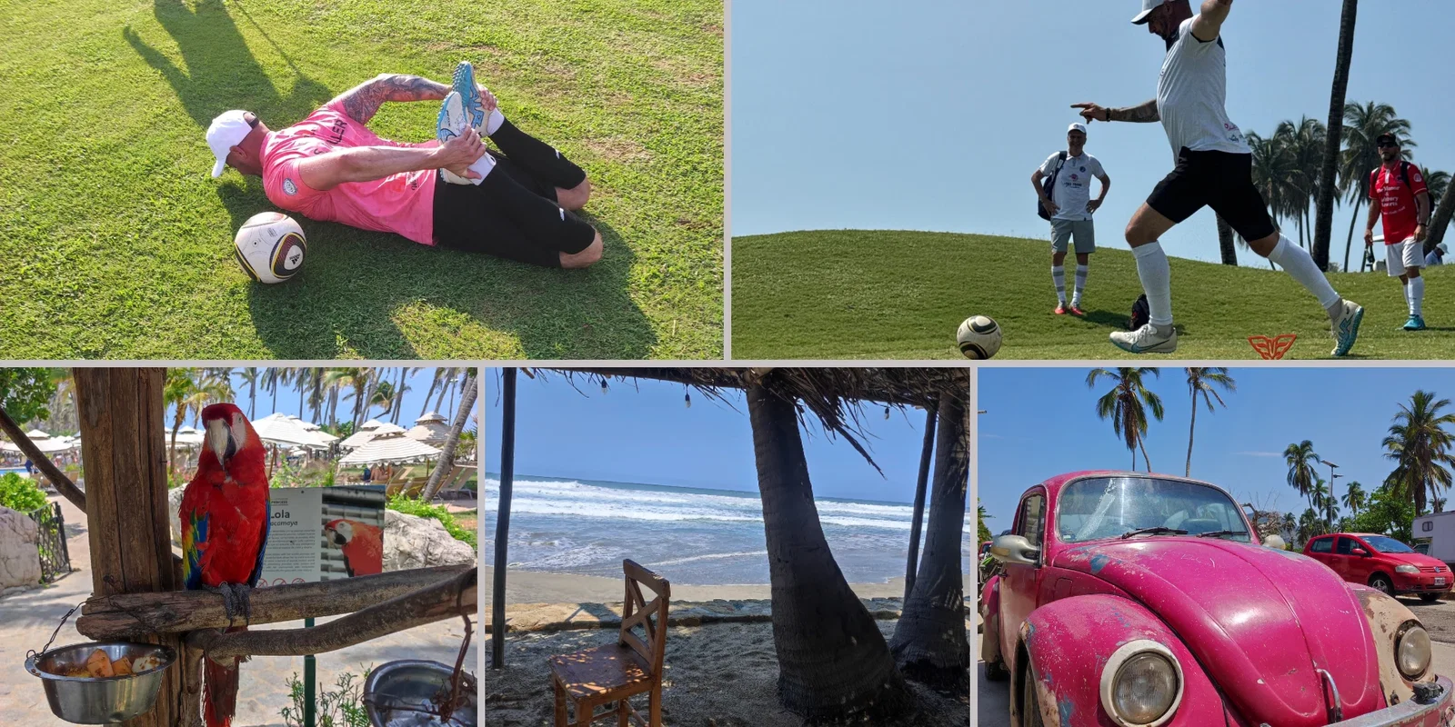 Collage mit Eindrücken von Silvio Müllers Footgolf-WM-Reise nach Acapulco