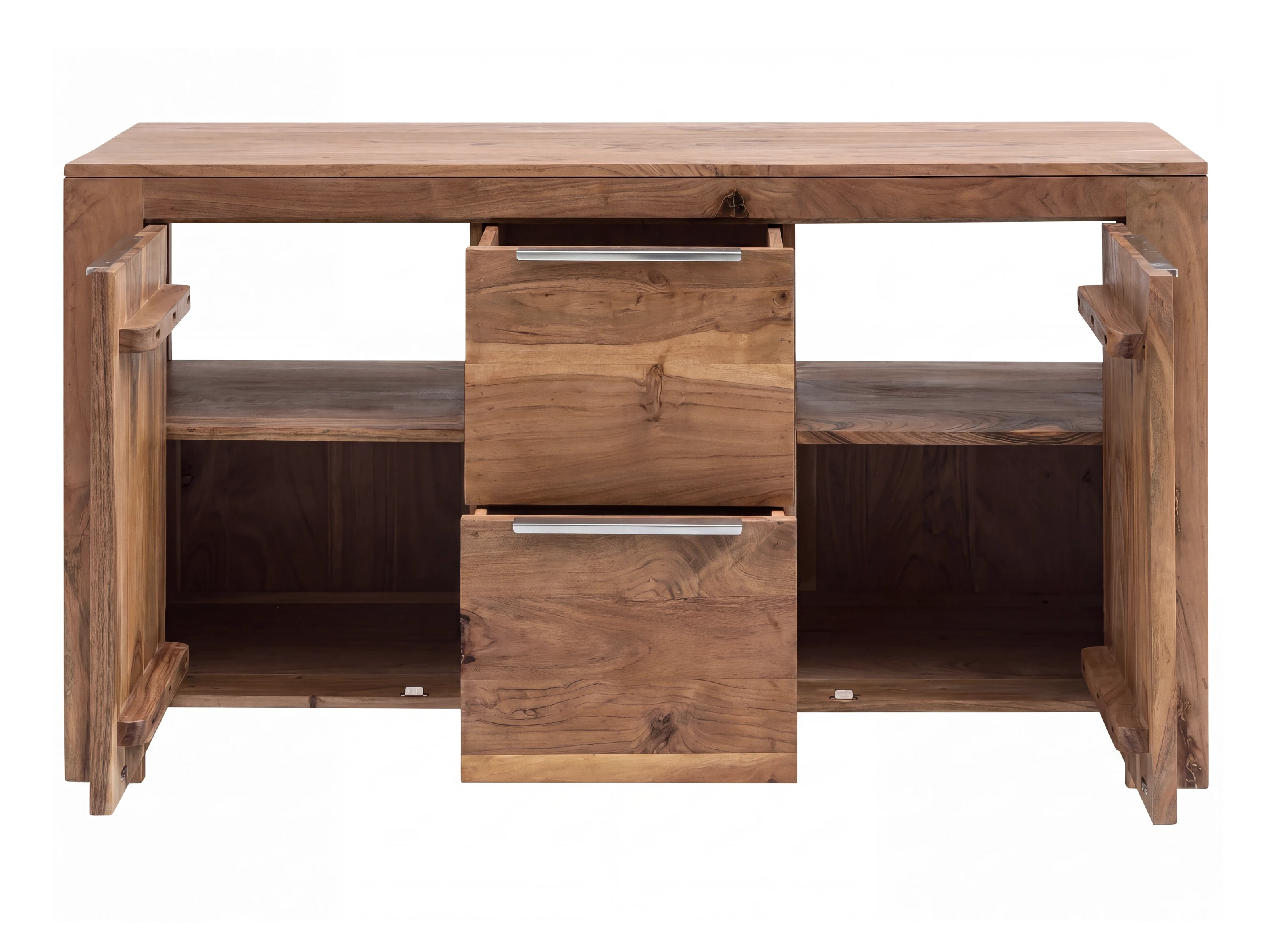 Badmöbel Set Osbon Akazie 2teilig - Metallgriffe Silber