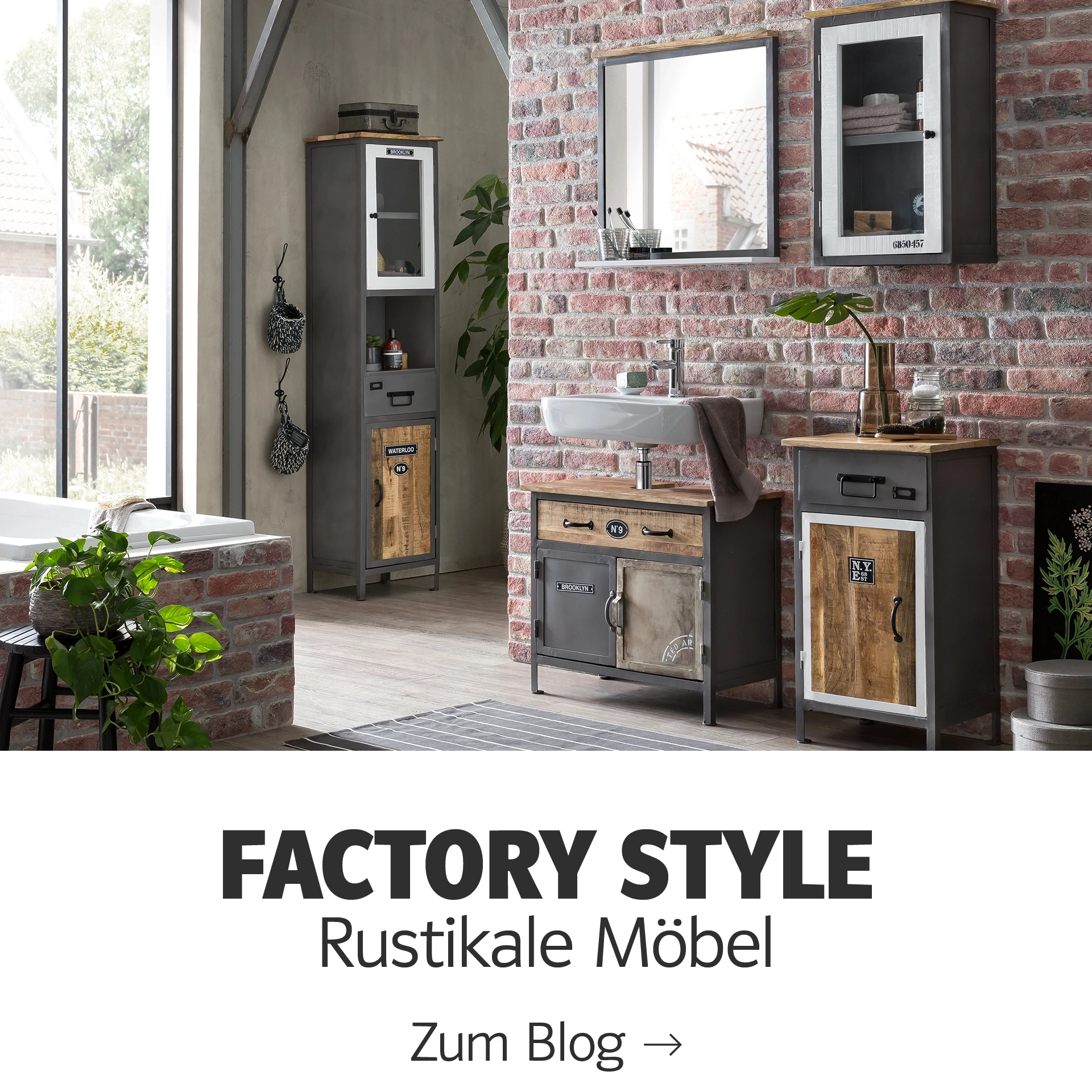 Factory-Style Kachelübersicht mit rustikalen Holz-, Beton- und Metalloptiken in Grautönen und Braun, industrielle, robuste Texturen