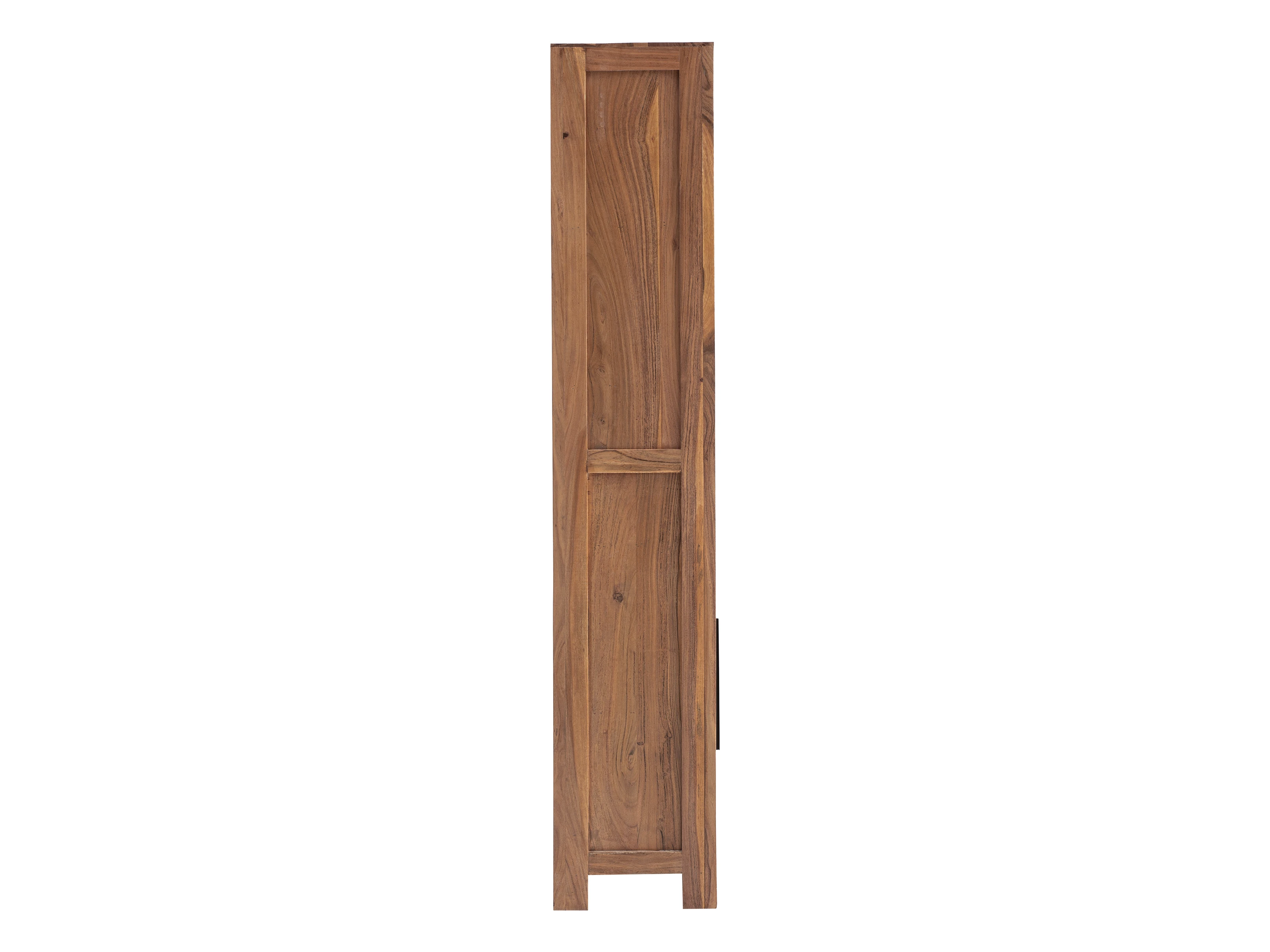 Freisteller-Seitenansicht: Bücherregal Osbon aus lackierter Akazie (100×190×40 cm) mit 2 Türen und 3 offenen Fächern