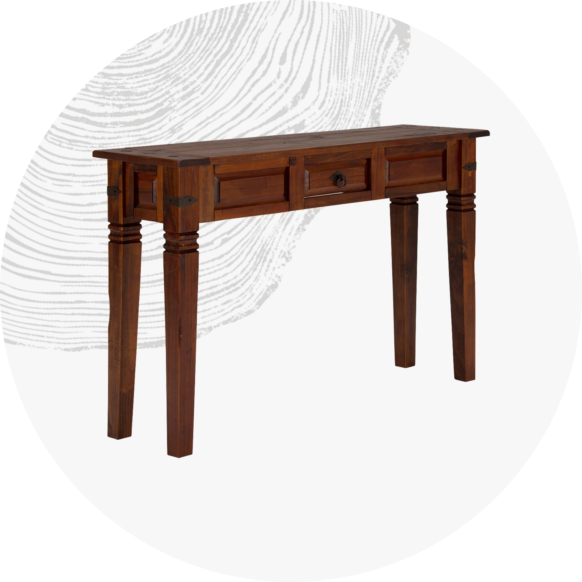 Konsolentisch aus Holz mit natürlicher Maserung, minimalistisches, schlankes Design für Flur, praktische Ablage.