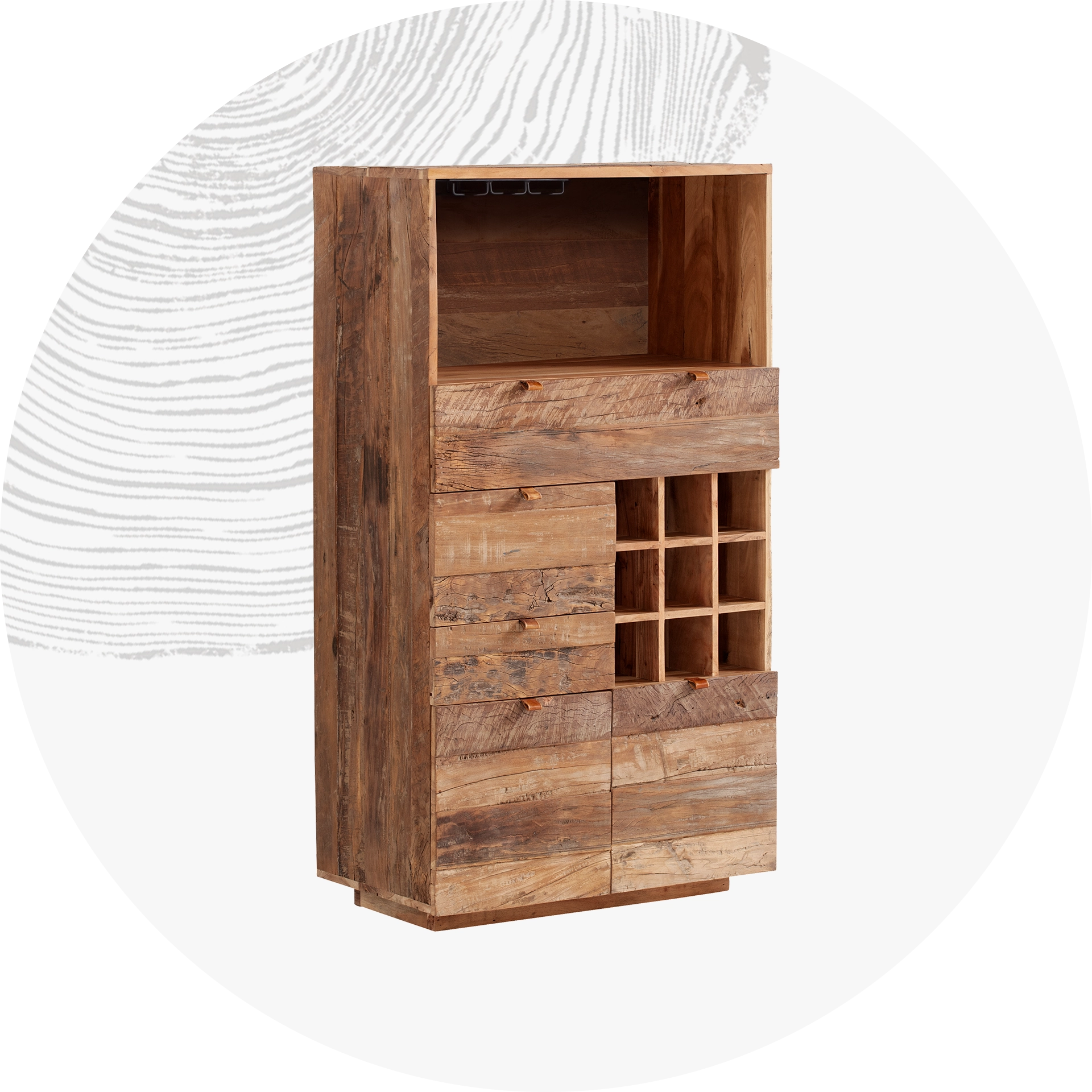 Modernes Holz-Highboard mit schlanker Front, klaren Linien und natürlichen Holztonen – minimalistisches Sideboard